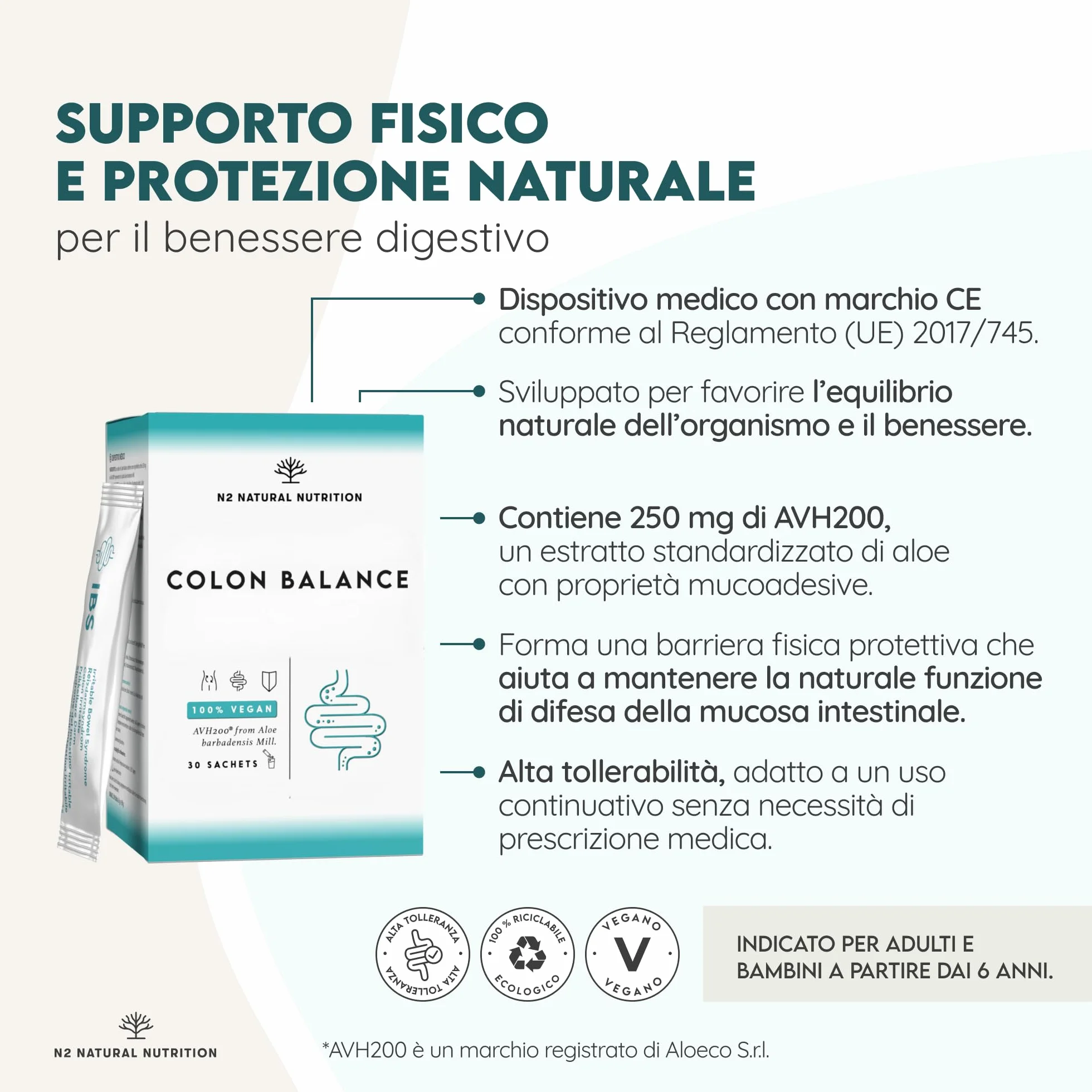 N2 Natural Nutrition Colon 30 Giorni Regolarità Intestinale Gonfiore Dolore Addominale Stitichezza Vegan Senza Glutine