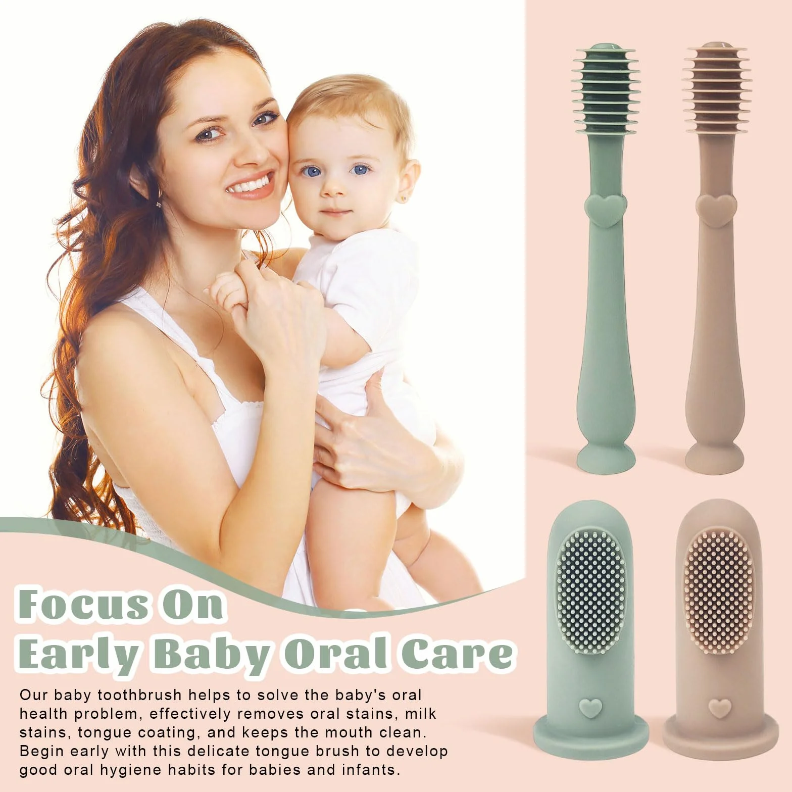 UILYNIU 4 Pezzi Silicone Spazzolino da Denti per Neonati, Spazzolino Bambini da Dito, Lingua Cleaning Neonato, Set Cura Dentale per Bambini