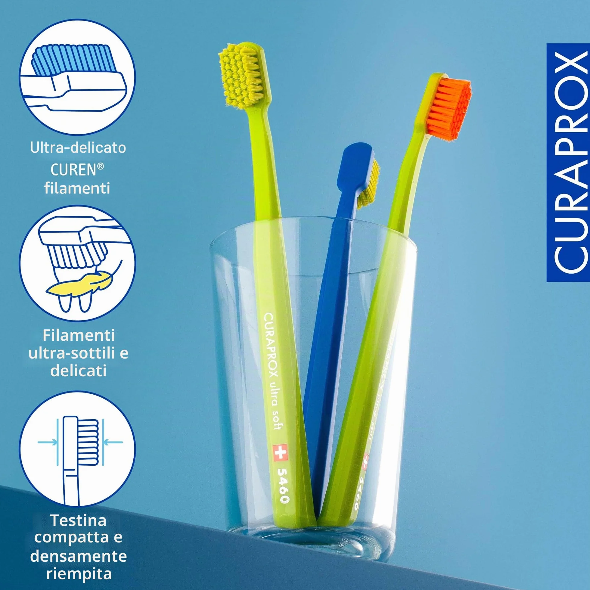 Curaprox CS 5460 Spazzolino ultra-morbido Gomma per adulti e cura dei denti Setole Curen pulizia delicata