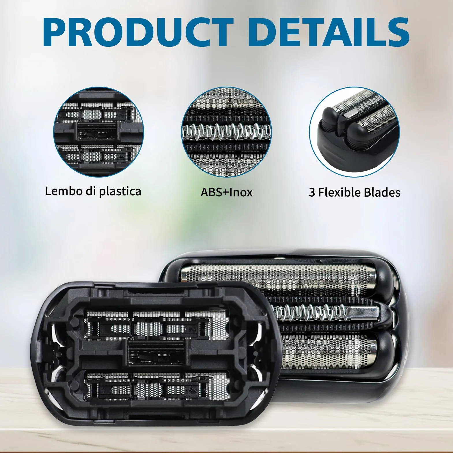 21B Testina Serie 3, Testina di Ricambio 21B Compatibile con S3-21B Testina Rasoio 300s, 310s, 320s, 330s, 340s, 360s, 3010BT, 3020s, 3030s, 3040s, 3080s