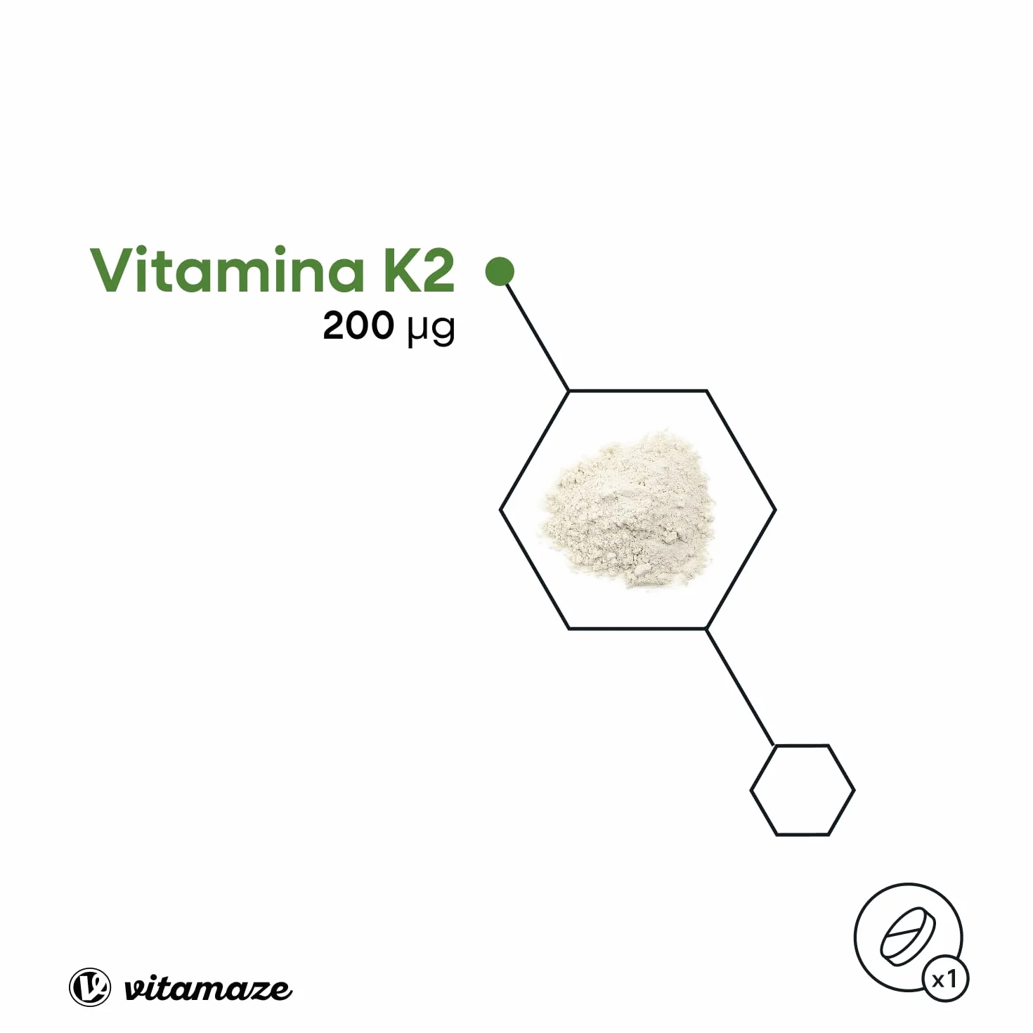 Vitamaze Vitamina K2 MK-7 200 mcg All Trans 100% Alto Dosaggio 180 Microcompresse Vegan