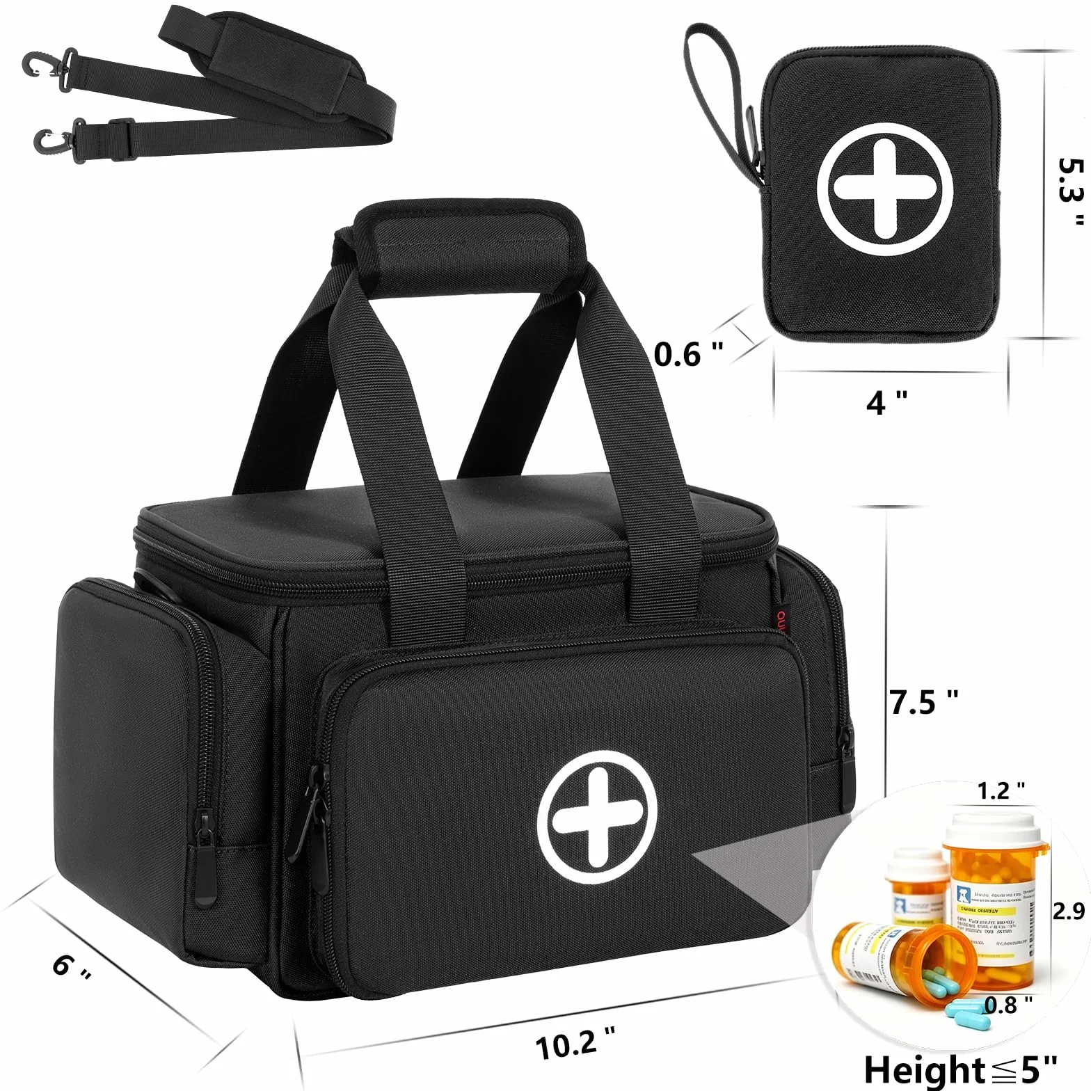 Borsa di pronto soccorso vuota professionale grande nera 27 cm