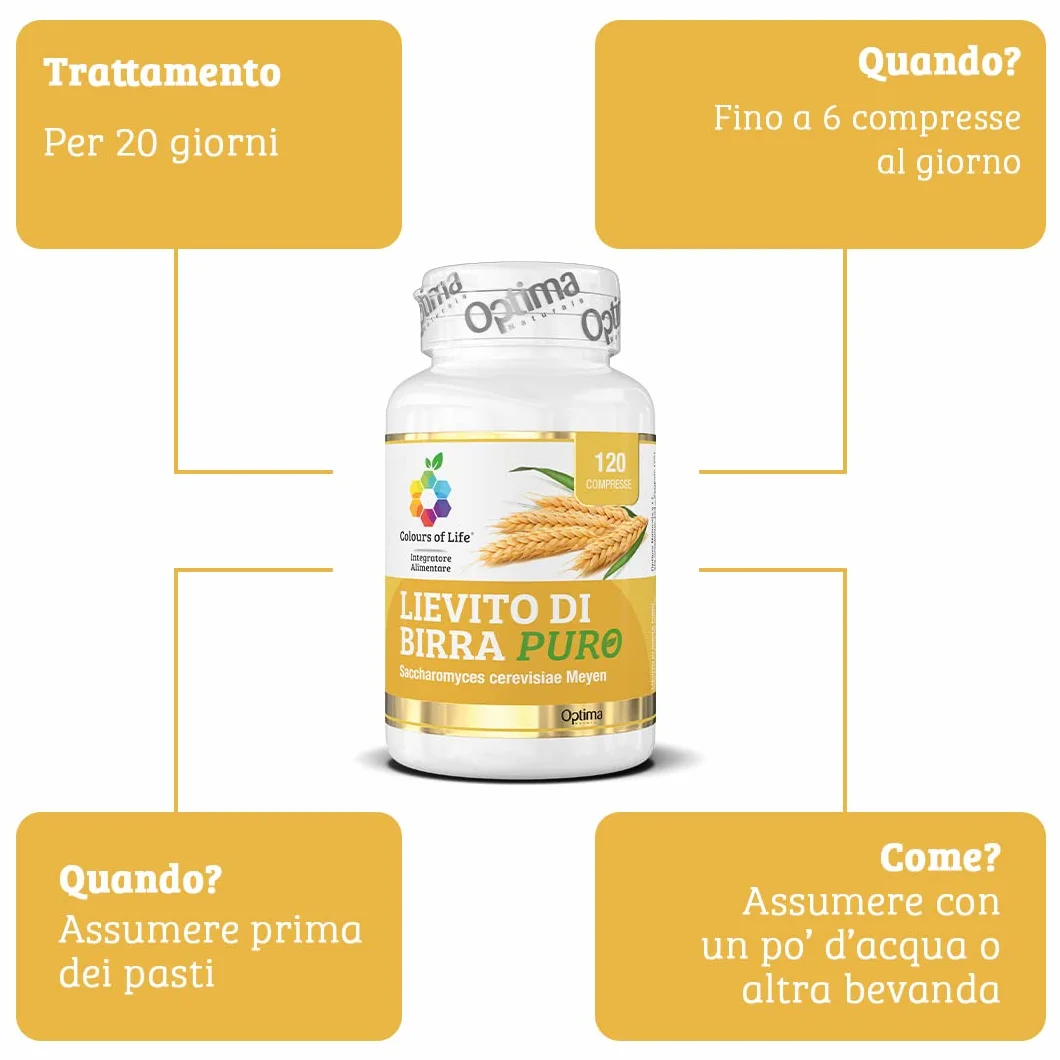Colours of Life Lievito di Birra Puro Integratore 120 compresse Vegano
