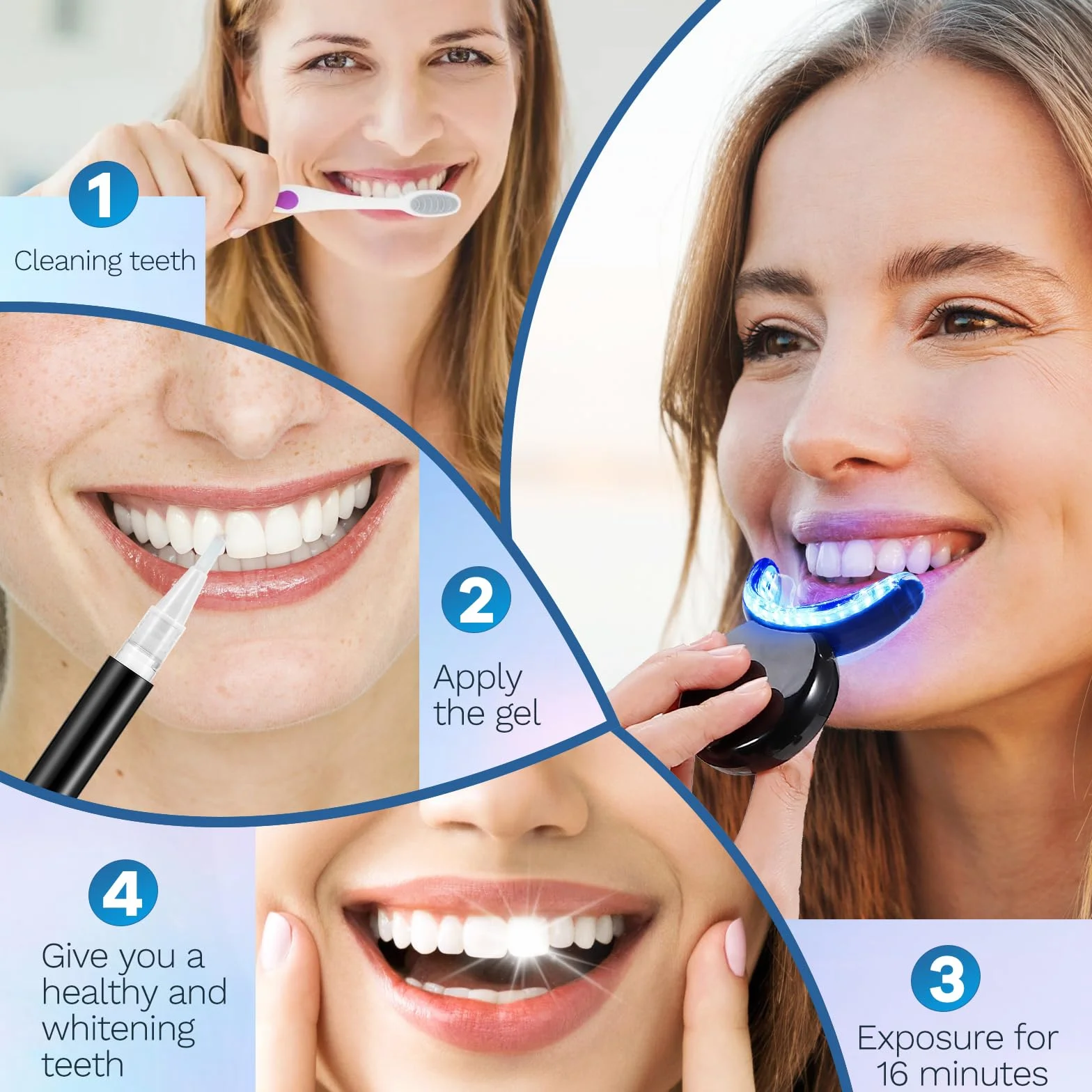 Profesjonalny Kit Sbiancante Denti LED z 3 Gel, Magnetyczne Ładowanie, Usuwanie Plam