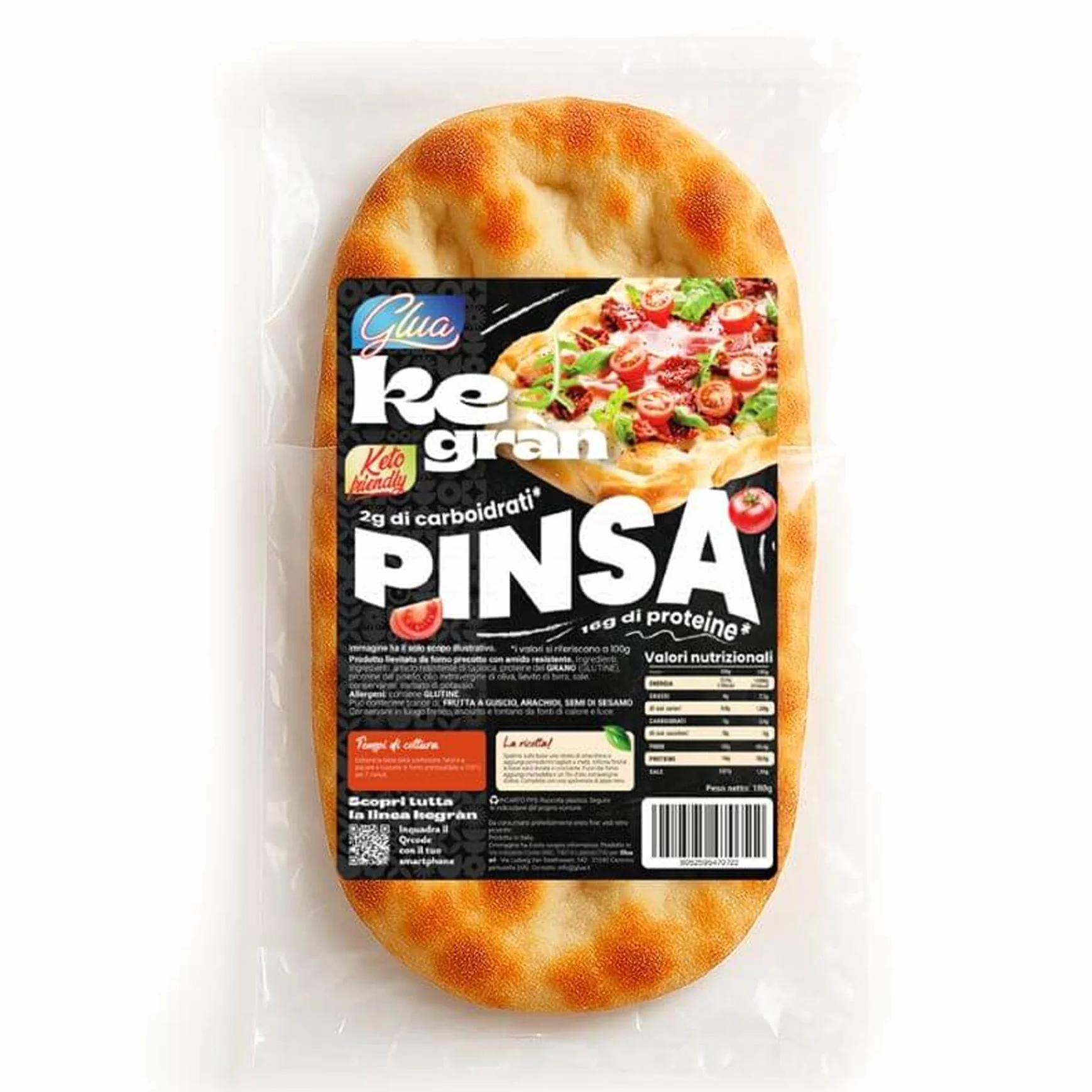 Keto Base Pinsa proteica 180gr Glua. Soli 3,6g di carboidrati