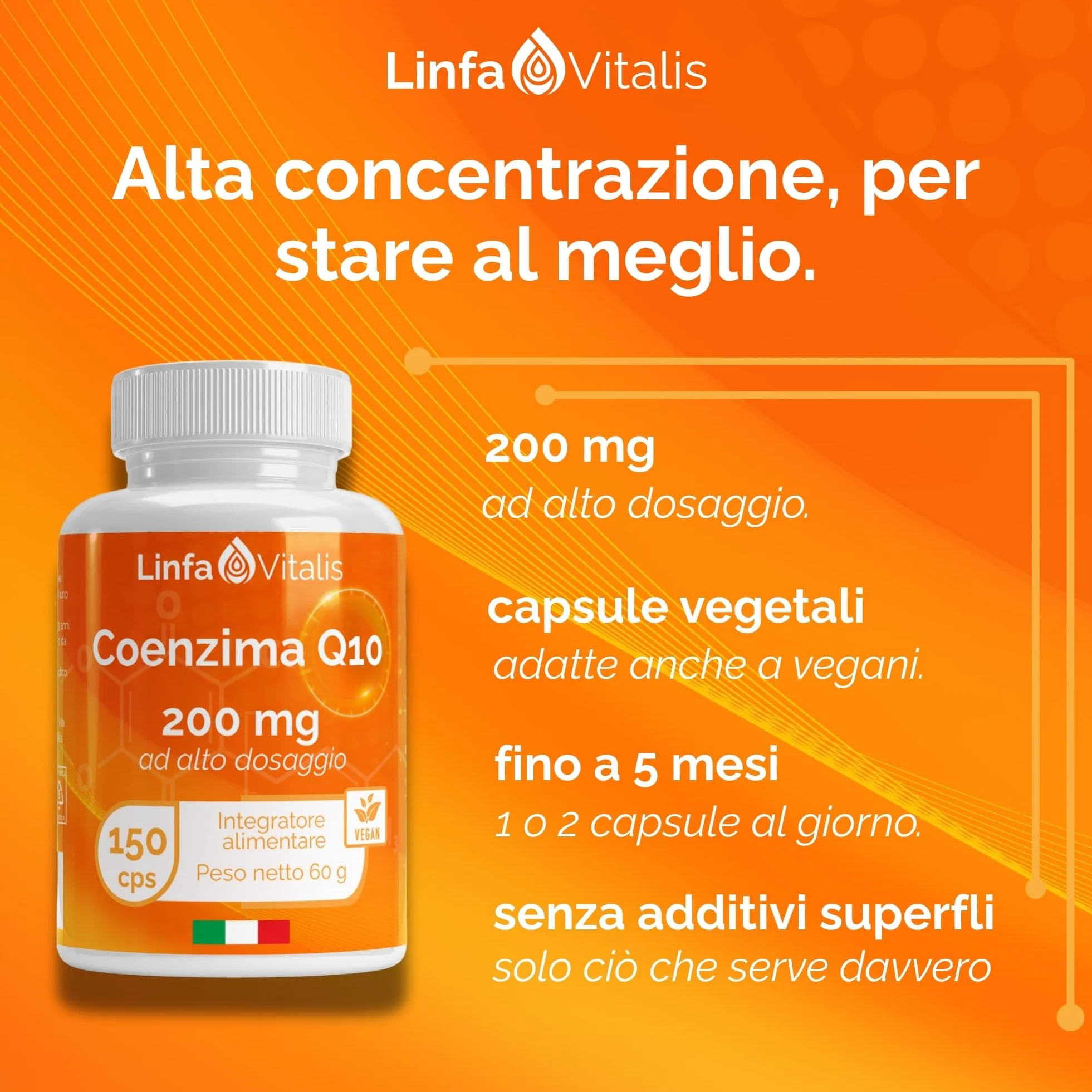 Coenzima Q10 Ubiquinone 200mg 150 Capsule Vegane - Integratore CoQ10 Altamente Biodisponibile - Antiossidante, Antiage, Energia, Sistema Immunitario