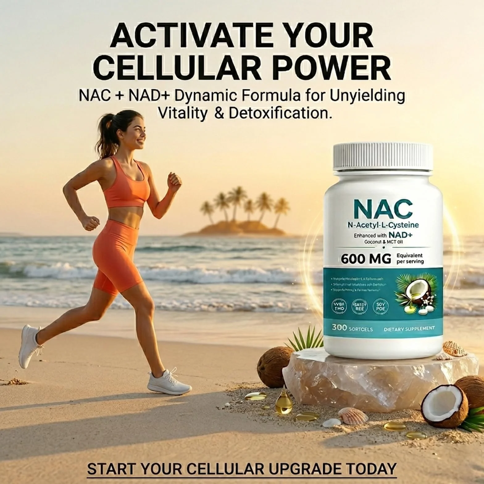 NAC N-Acetyl L-Cysteine 600 mg Softgels | Enhanced with Coconut & MCT Oil,Non-GMO, Gluten Free | 300 Softgels (100 Day Supply）