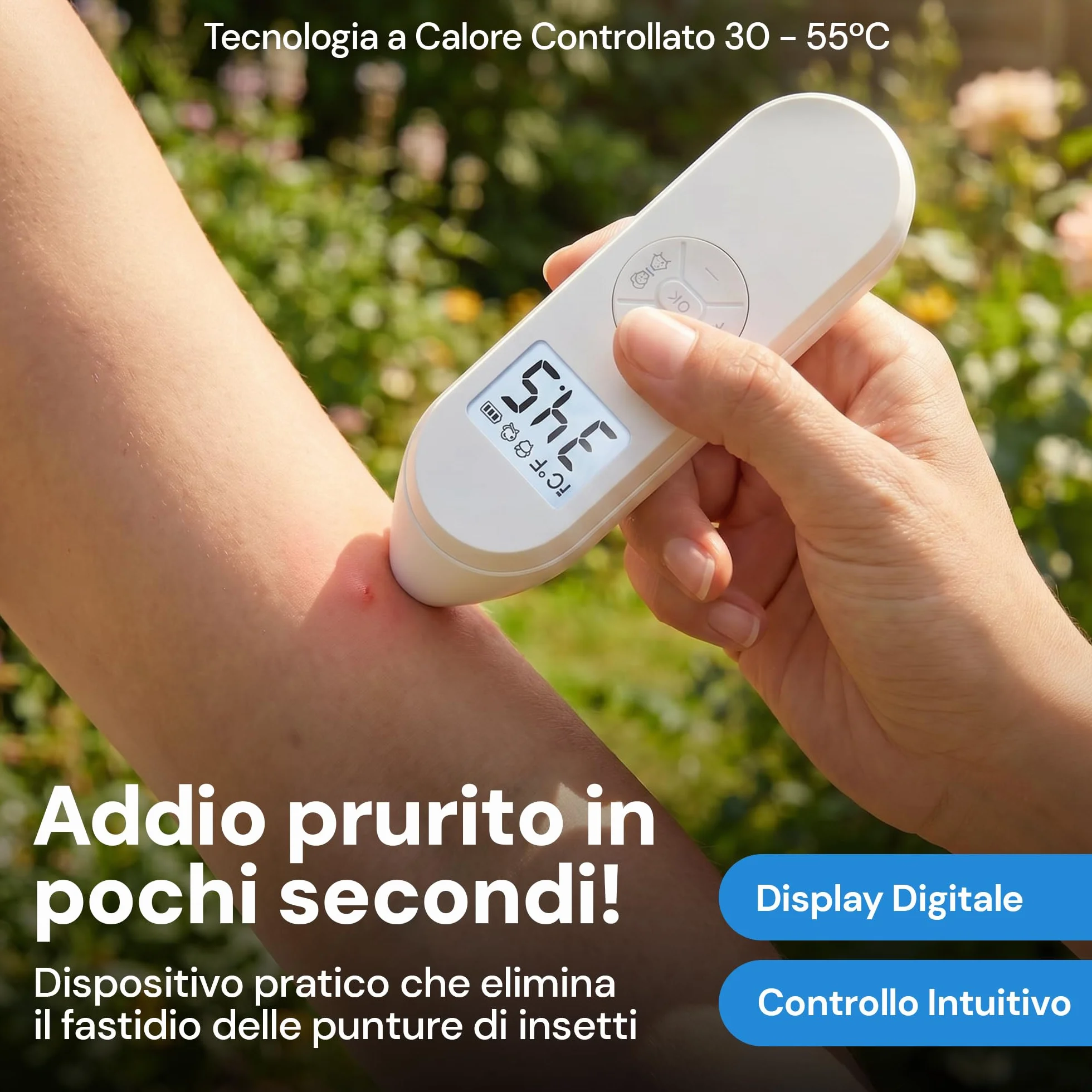 Dopo Puntura Zanzare Bambini e Adulti Antipuntura Elettronico Calore Regolabile 30-55°C LCD