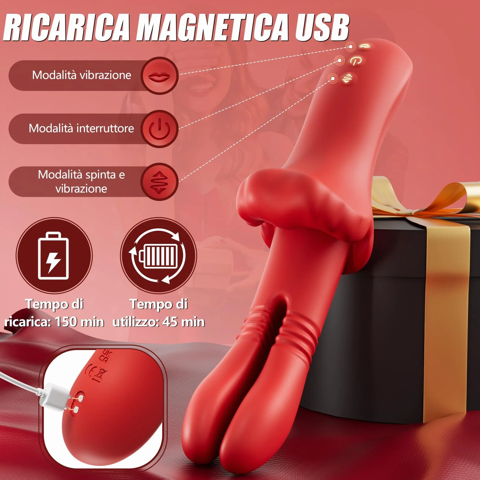 Dildo Vibratoreper Donna Professionale Sex Toys - 4 in 1 Vibratoriper Donne Clotoride con 10 Spinte e Vibrazioni, Stimolatore Clitoride e Punto g Femminile Toys Sessuali per Donna Sexytoysys Coppia