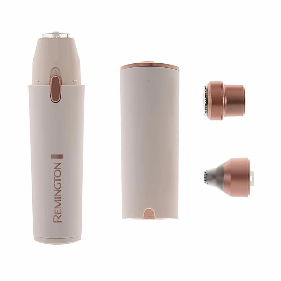 Remington Rasoio Viso Donna 2 in 1 con Rifinitore Sopracciglia Waterproof e Ricarica USB-C Indolore con Luce LED per Labbro Mento Guance BareMe WFS200