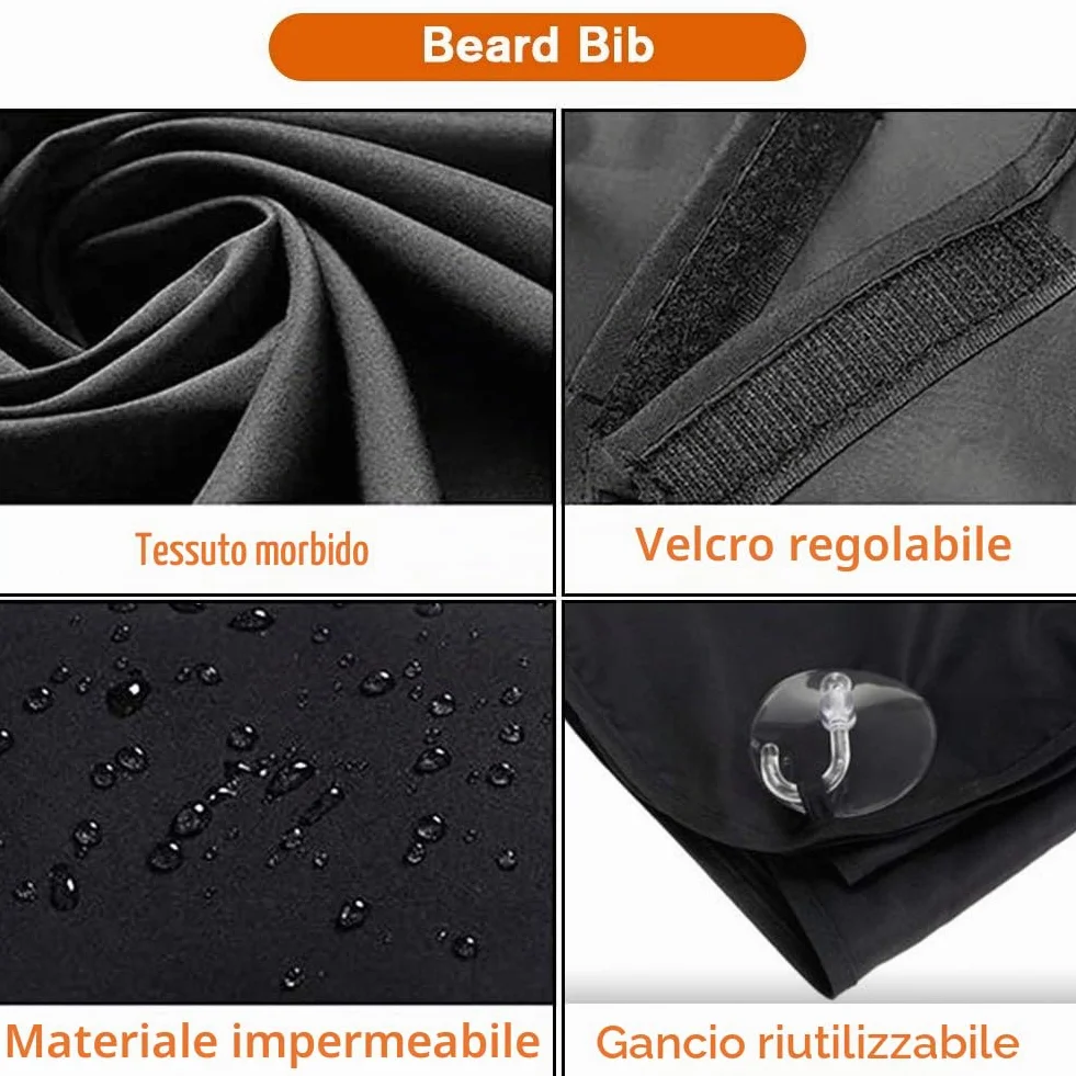 Grembiule da Barba Impermeabile Telo per Barba Cattura Barba e Capelli Antiaderente Con 2 Ventose