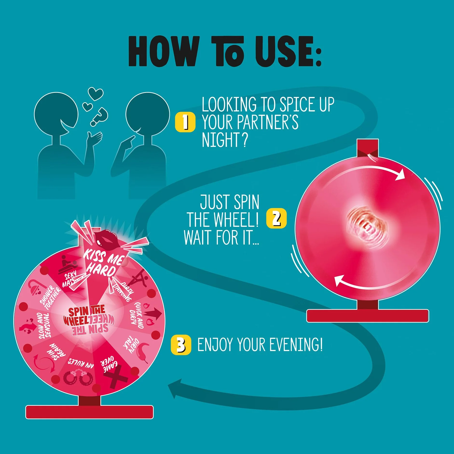 Legami - Ruota delle Risposte, Spin The Wheel, Gioco della Ruota Sexy, 10 Possibili Attività, Dettagli Luminosi al Buio