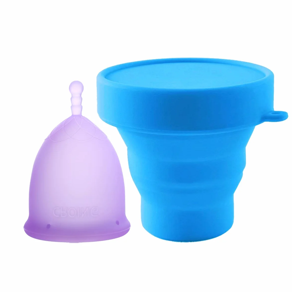 CROING 𝗖𝗼𝗽𝗽𝗲𝘁𝘁𝗮 𝗠𝗲𝘀𝘁𝗿𝘂𝗮𝗹𝗲 Coppetta Mestruale 2 Pezzi (Viola)