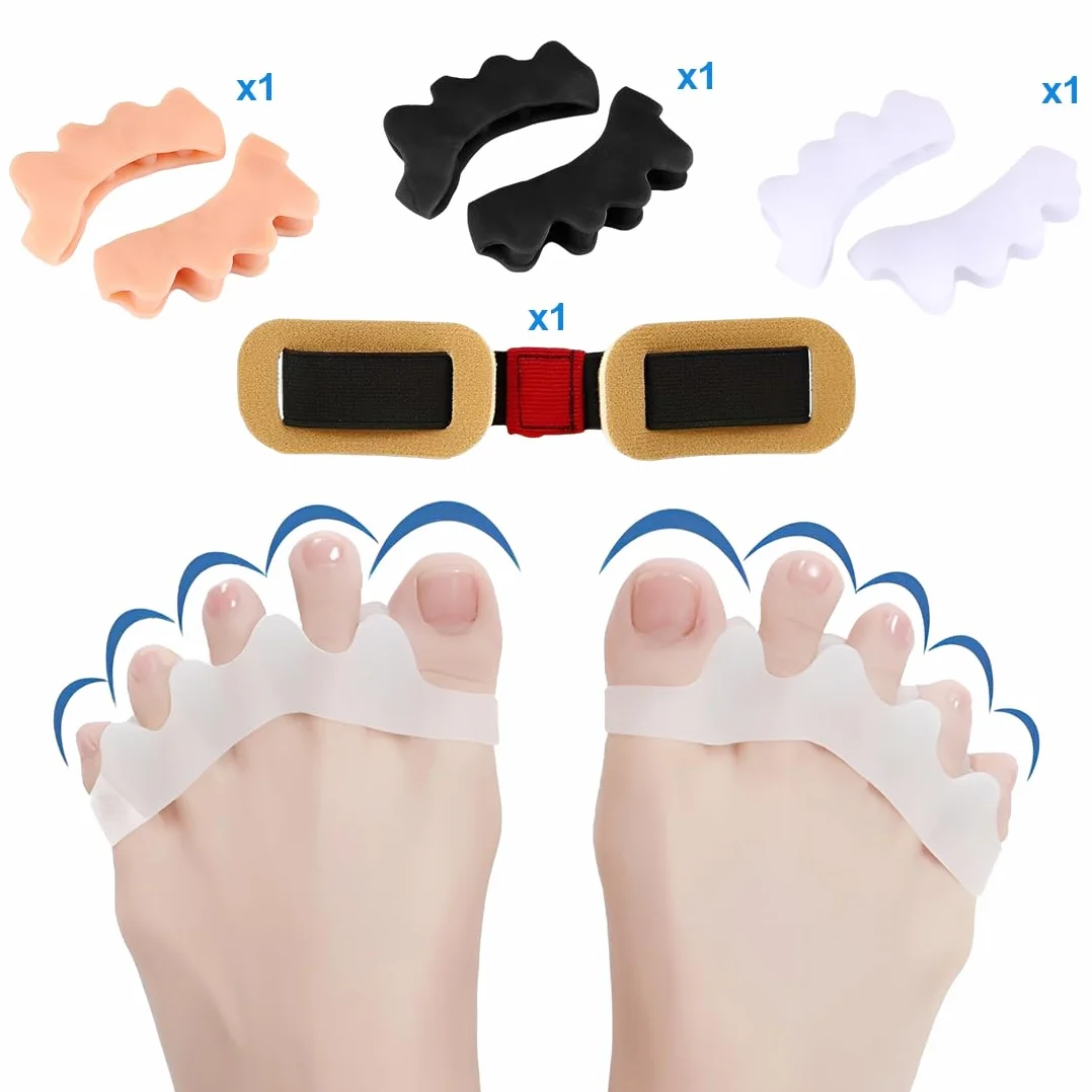 Separatori per Dita dei Piedi in Silicone per Alluce Valgo con Fascia Correttiva, Sollievo dal Dolore