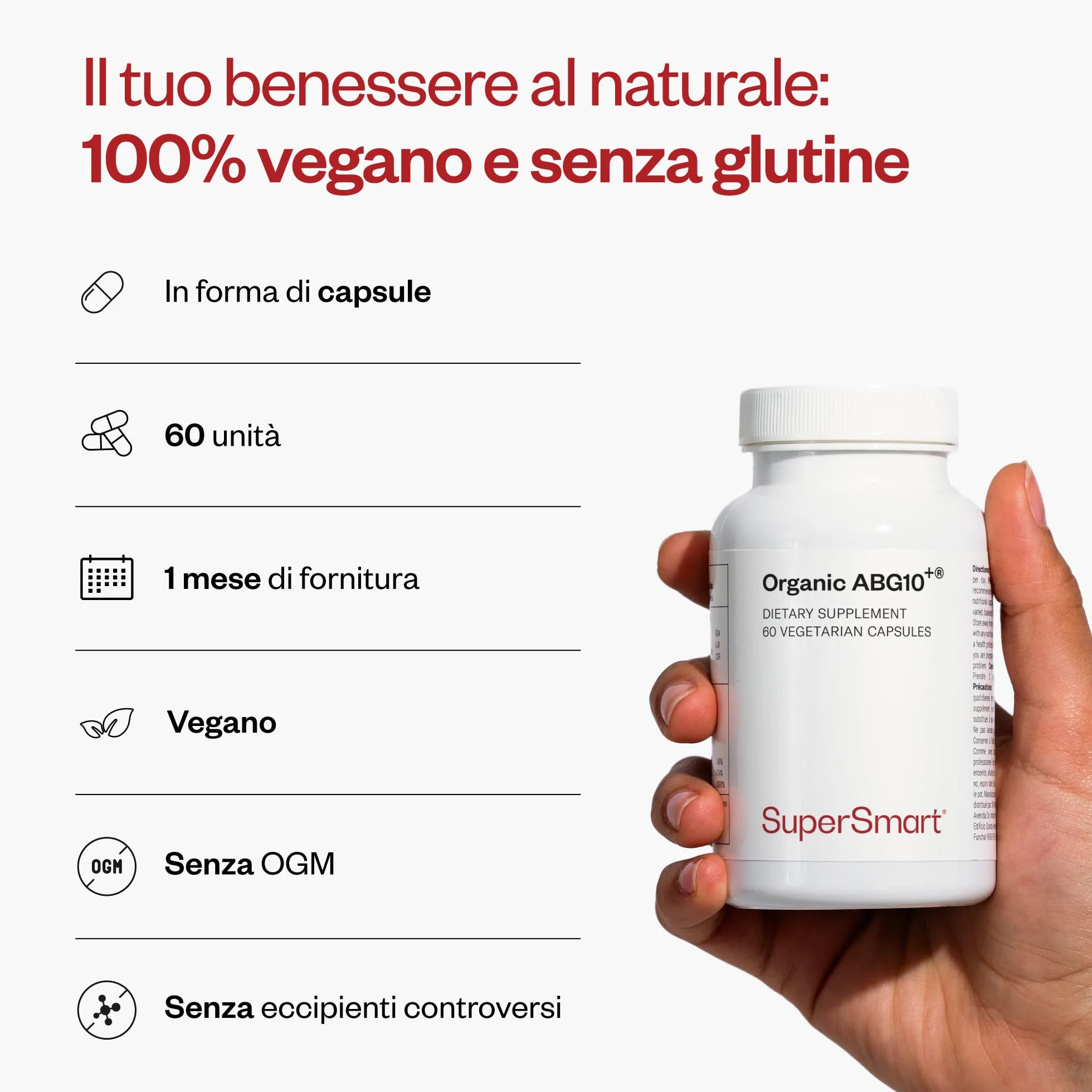 SuperSmart - ABG10+ ® - Estratto di Aglio Nero - Protegge le Cellule da Danni dei Radicali Liberi & Invecchiamento delle Cellule |Gluten Free - 60 Capsule Vegetariane