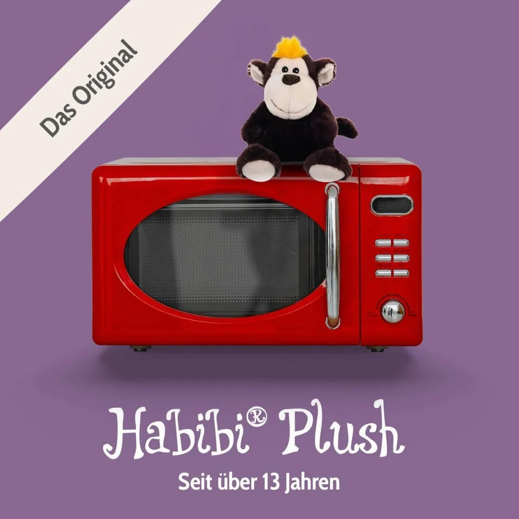 Habibi Plush Cuscino termico per bambini e adulti – 1835 scimpanzé e scimmia con riempimento di miglio, peluche termico per riscaldare nel forno a microonde e forno, ideale anche per bambini