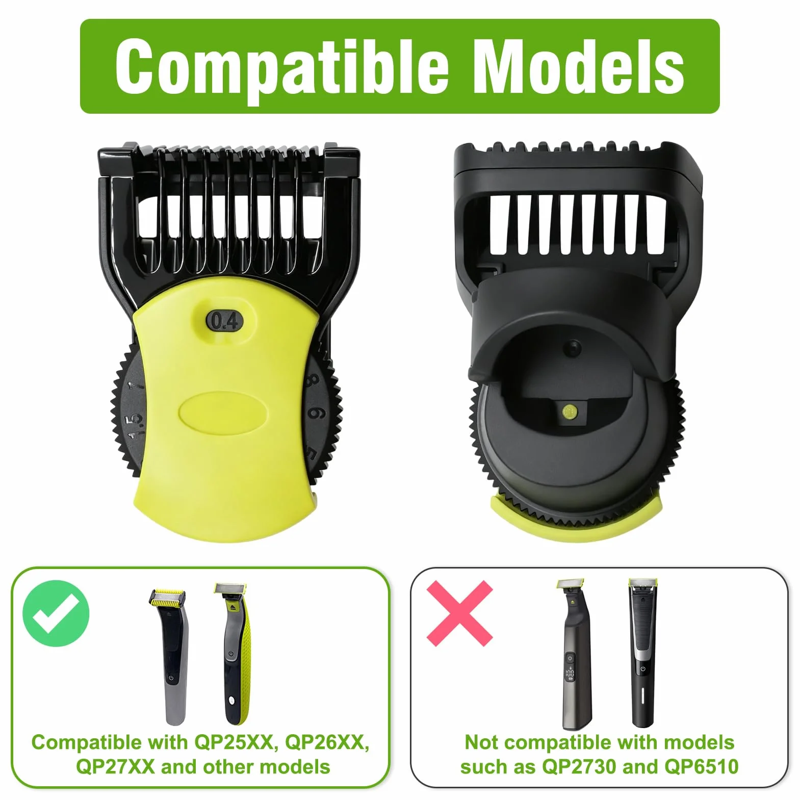 Philips Oneblade Testina di Ricambio con Pettine Regolabile 14 Lunghezze 0,4-10 mm per Rasoio Barba e Corpo