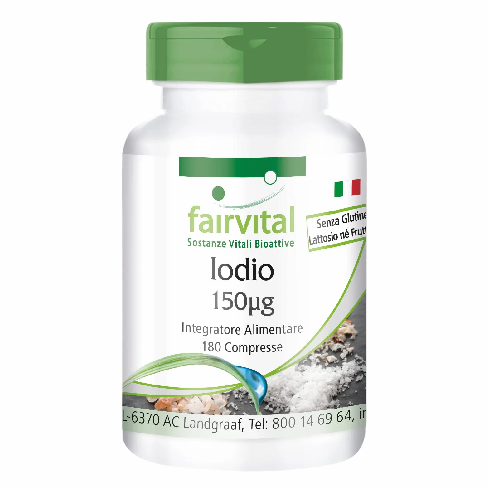 fairvital Compresse di iodio, 180 compresse, facili da deglutire, ALTO DOSAGGIO con 150 µg di iodio per compressa, a base di ioduro di potassio, VEGANE