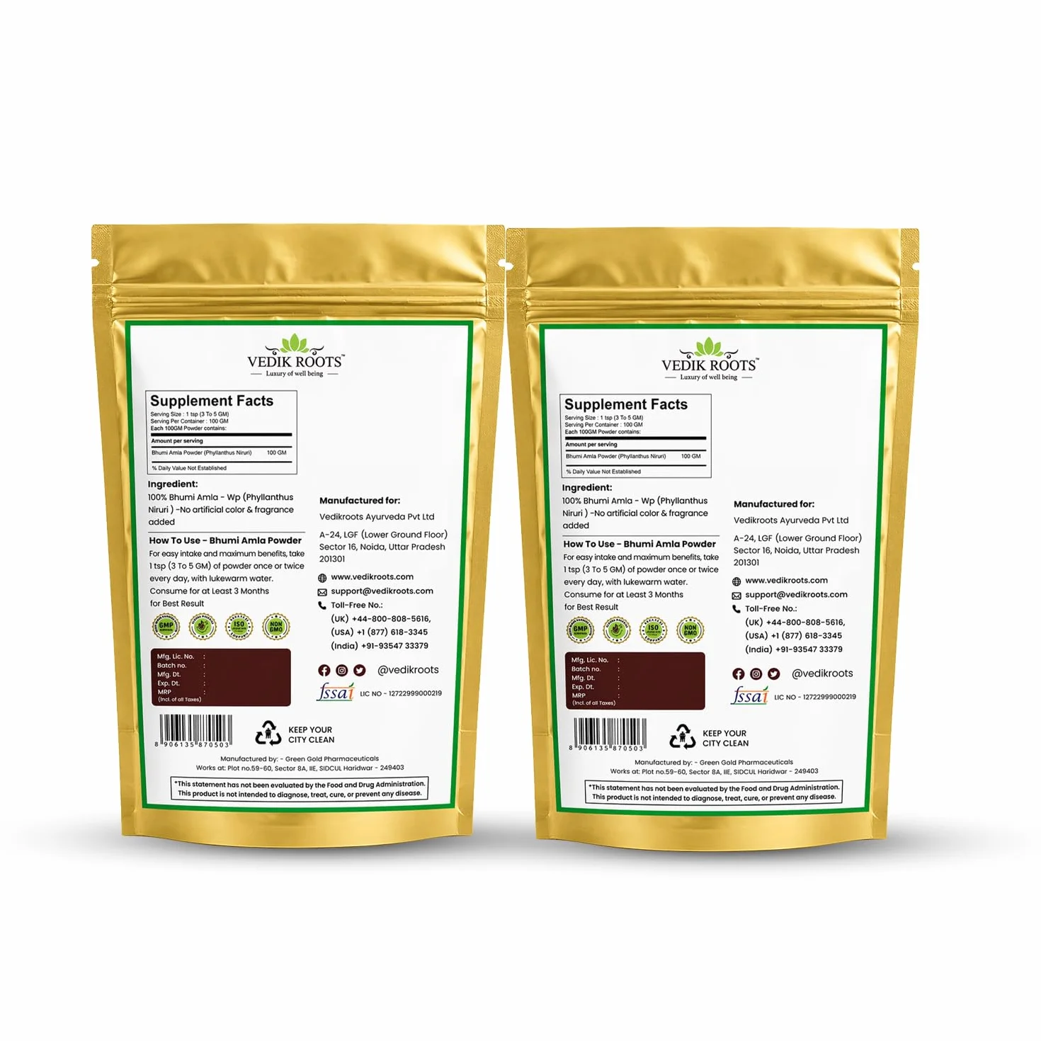 Vedikroots Bhumi Amla Powder Organic Pure Ingredient Extract for Healthy Liver Digestion