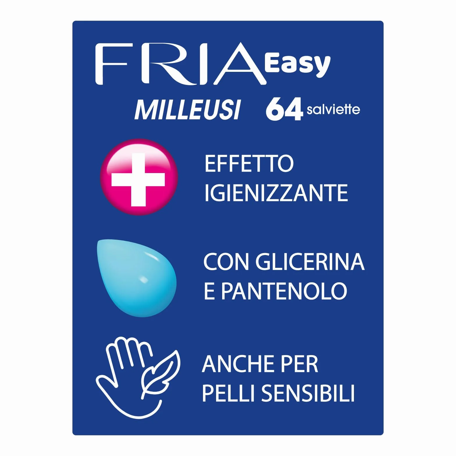 Fria Easy Salviette Milleusi con Glicerina e Pantenolo, Confezione da 64