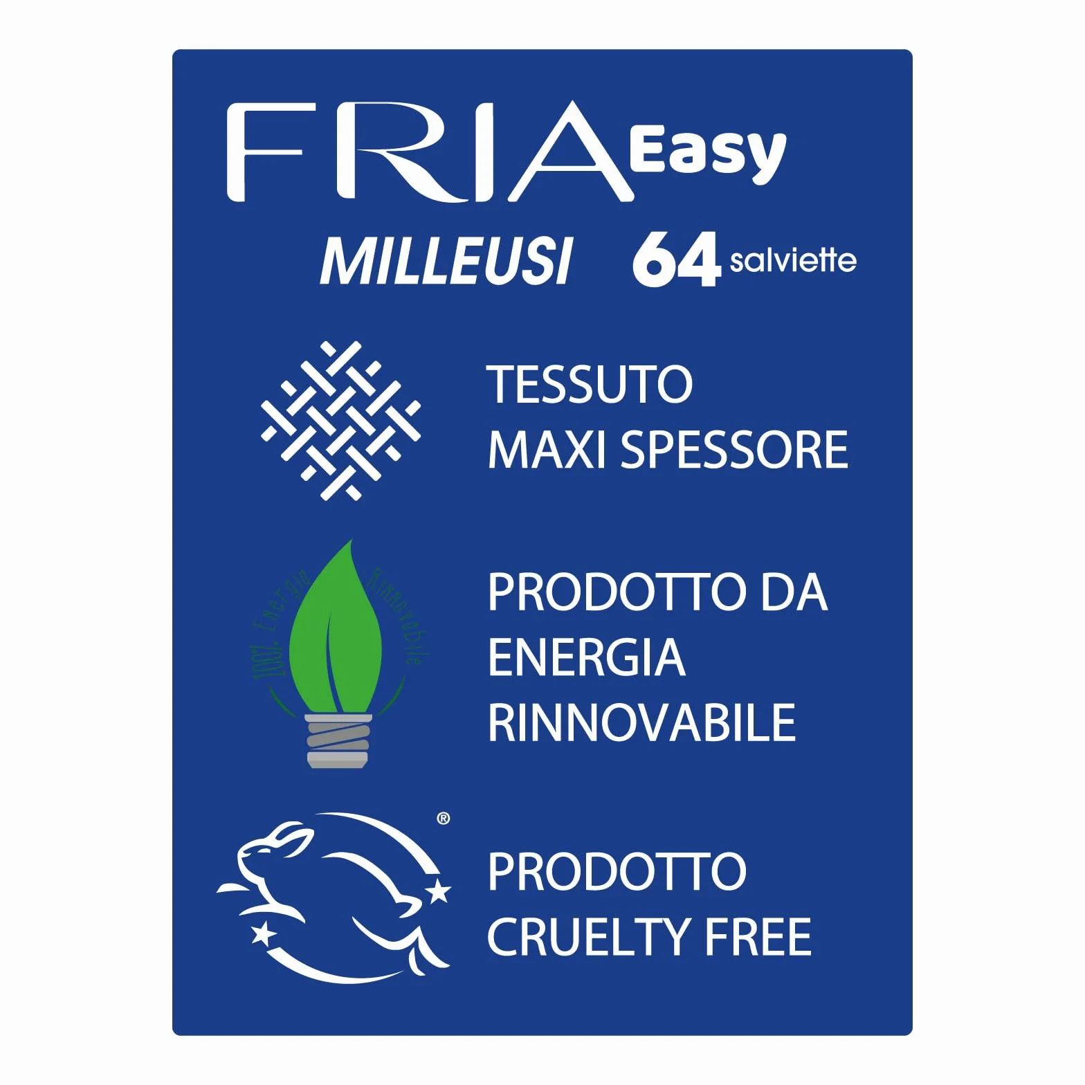 Fria Easy Salviette Milleusi con Glicerina e Pantenolo, Confezione da 64