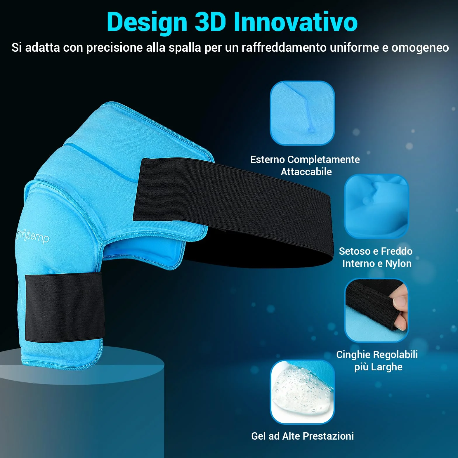 Comfytemp Borsa del Ghiaccio 3D per Spalla, Terapia Calda e Fredda, Sinistra e Destra (S/M)