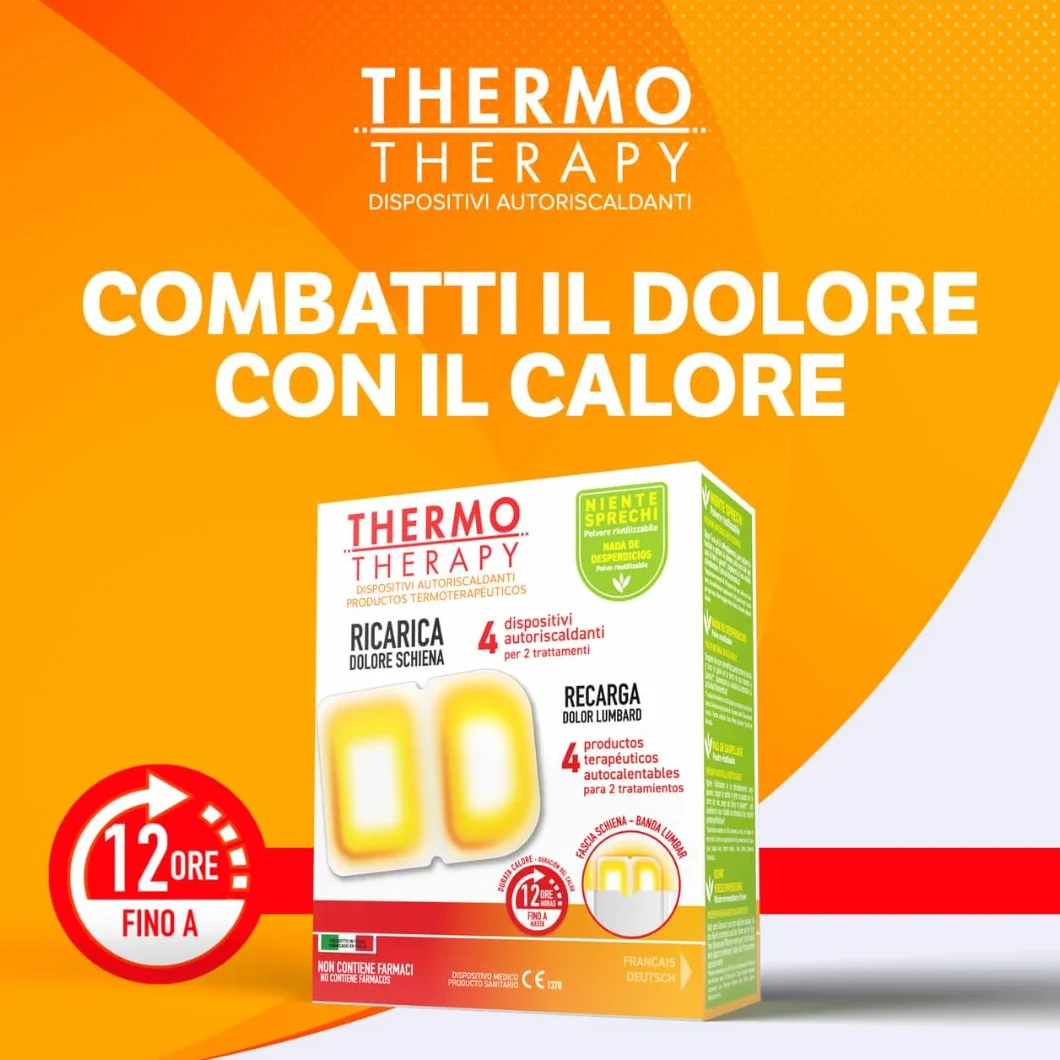 Thermo Therapy Ricarica Fascia Ricaricabile per Dolore Schiena, Calore 12 Ore, 4 Dispositivi Autoriscaldanti