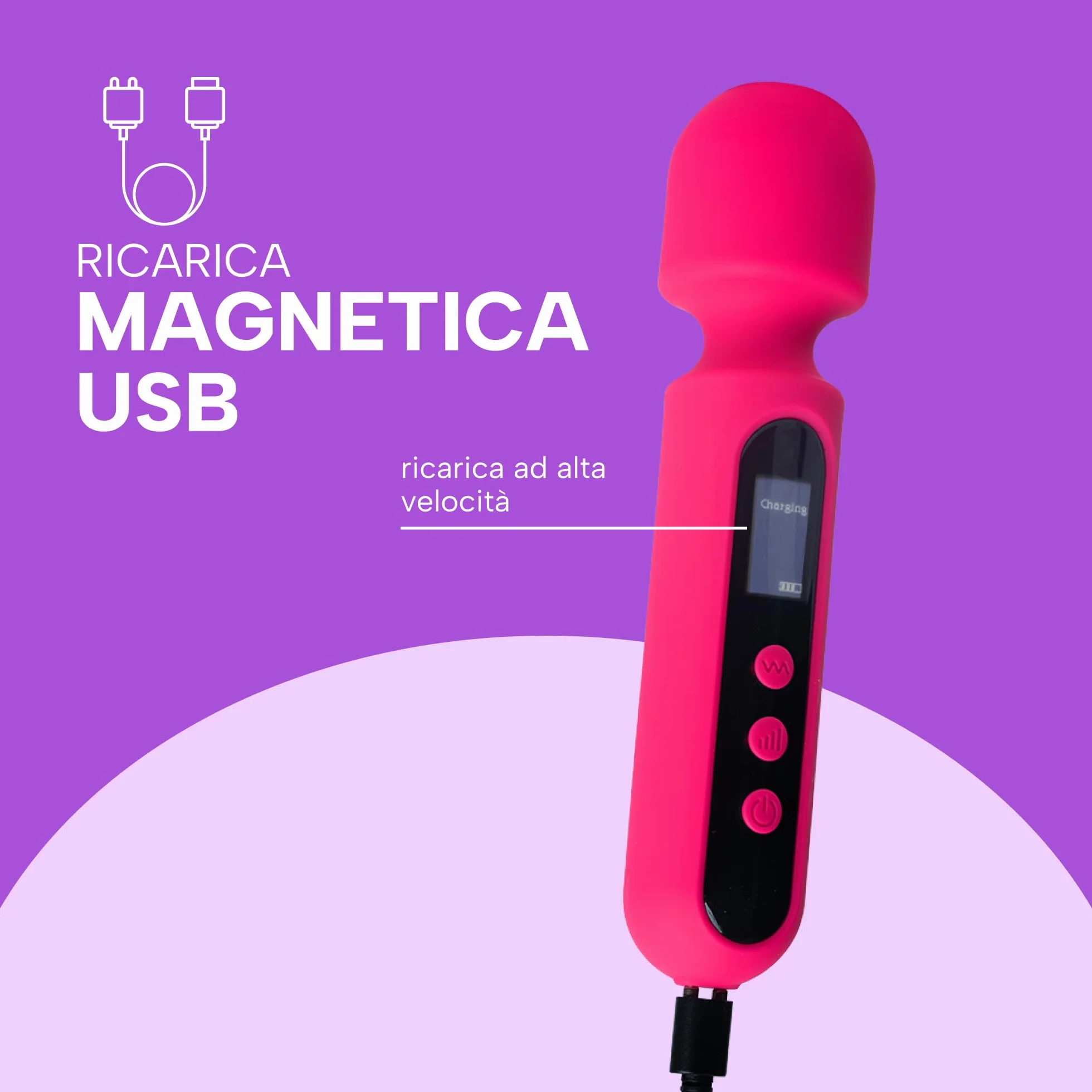 MySecretCase Vibratoreper Donna Piccolo Massaggiatore Wand Professionale 10 Vibrazioni, 4 Intensità Stimolatore per Clitoride Potente Compatto Stimolatore Clitoride Femminile Sextoysys Donna IPX6 USB