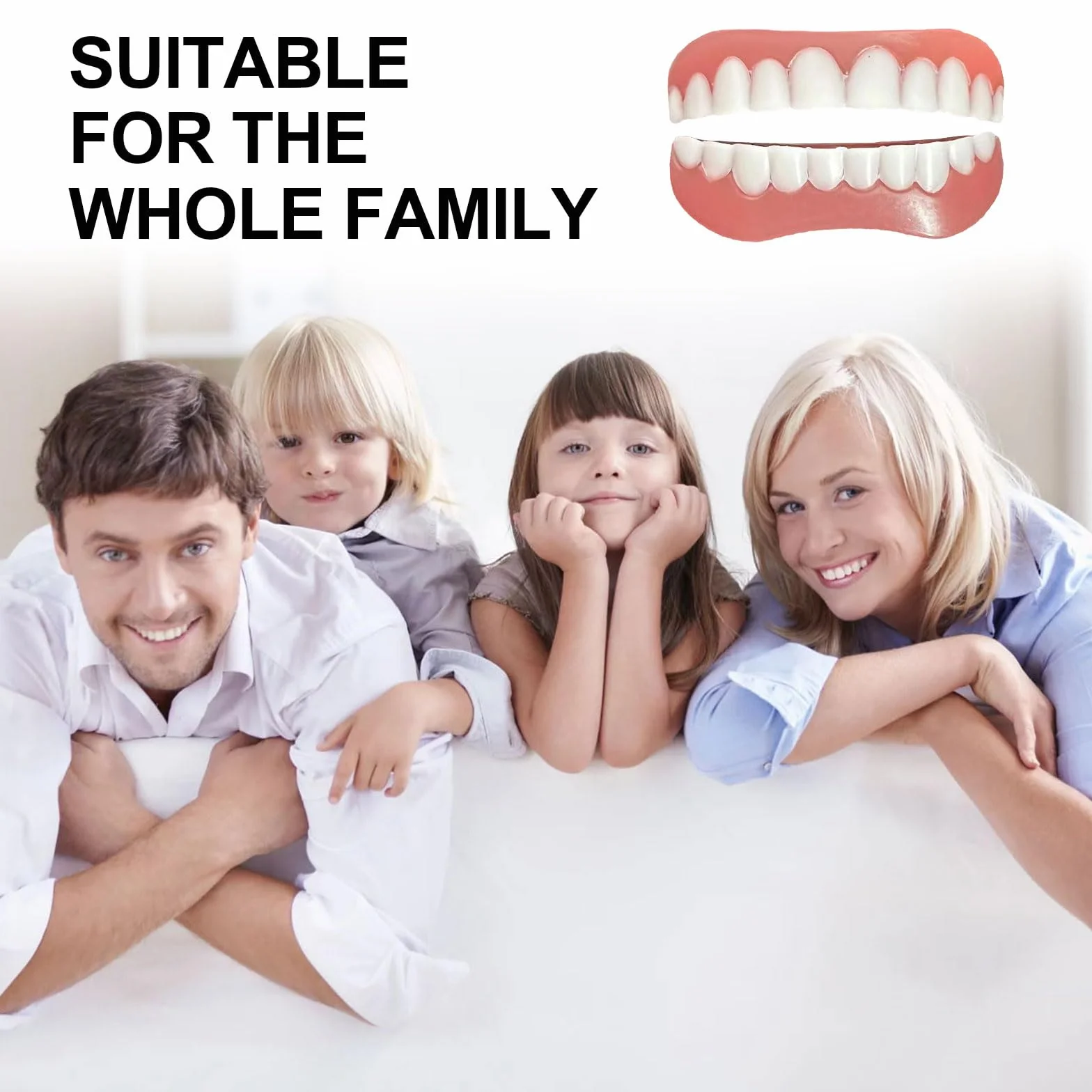 EUPSIIU Faccette Istantanee Denti Finti Cosmetici, Protesi Dentale Superiore Inferiore per Sorriso
