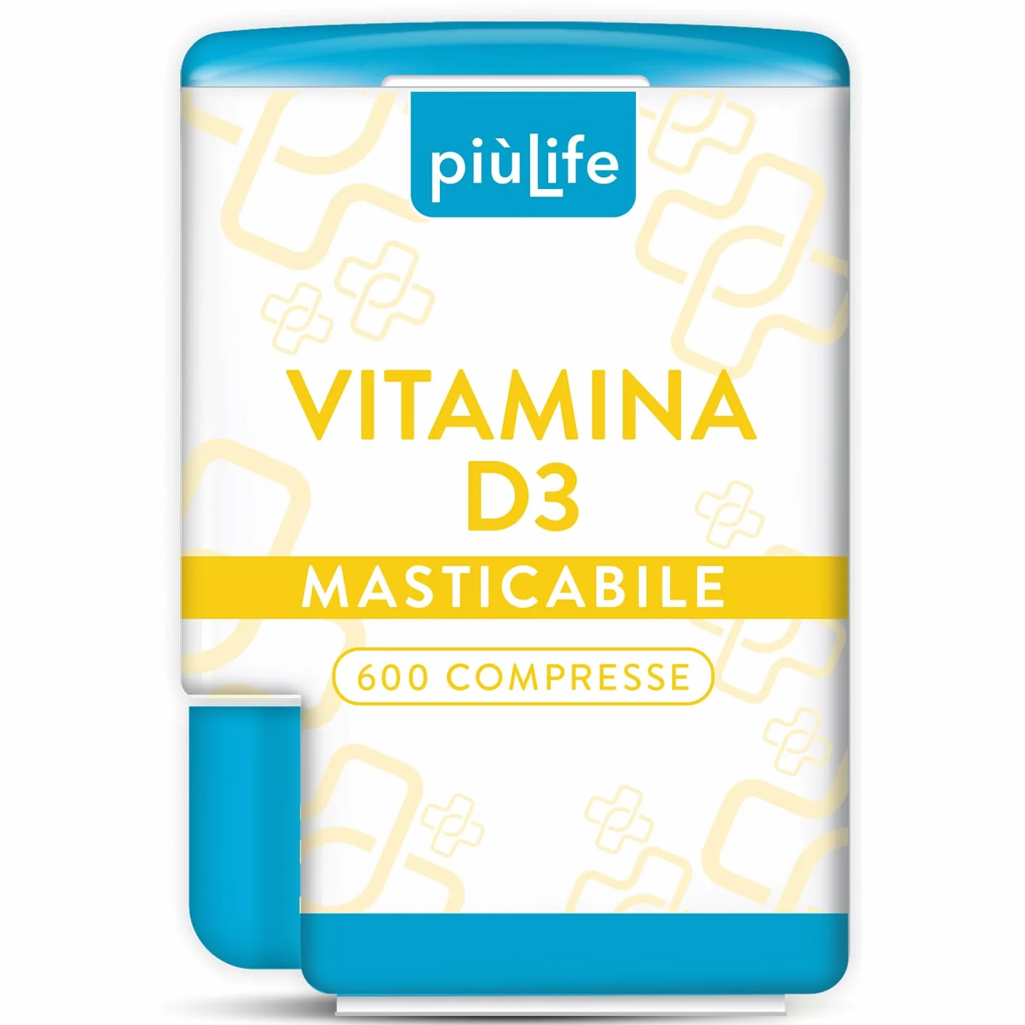 Vitamina D 2000 UI PiùLife, 600 Mini Compresse Vitamina D3 Masticabile (2cpr Per Dose), Integratore Vit D Pura, Difese Immunitarie, Ossa Muscoli Denti, Vit D3 Gluten Free, Lactose Free