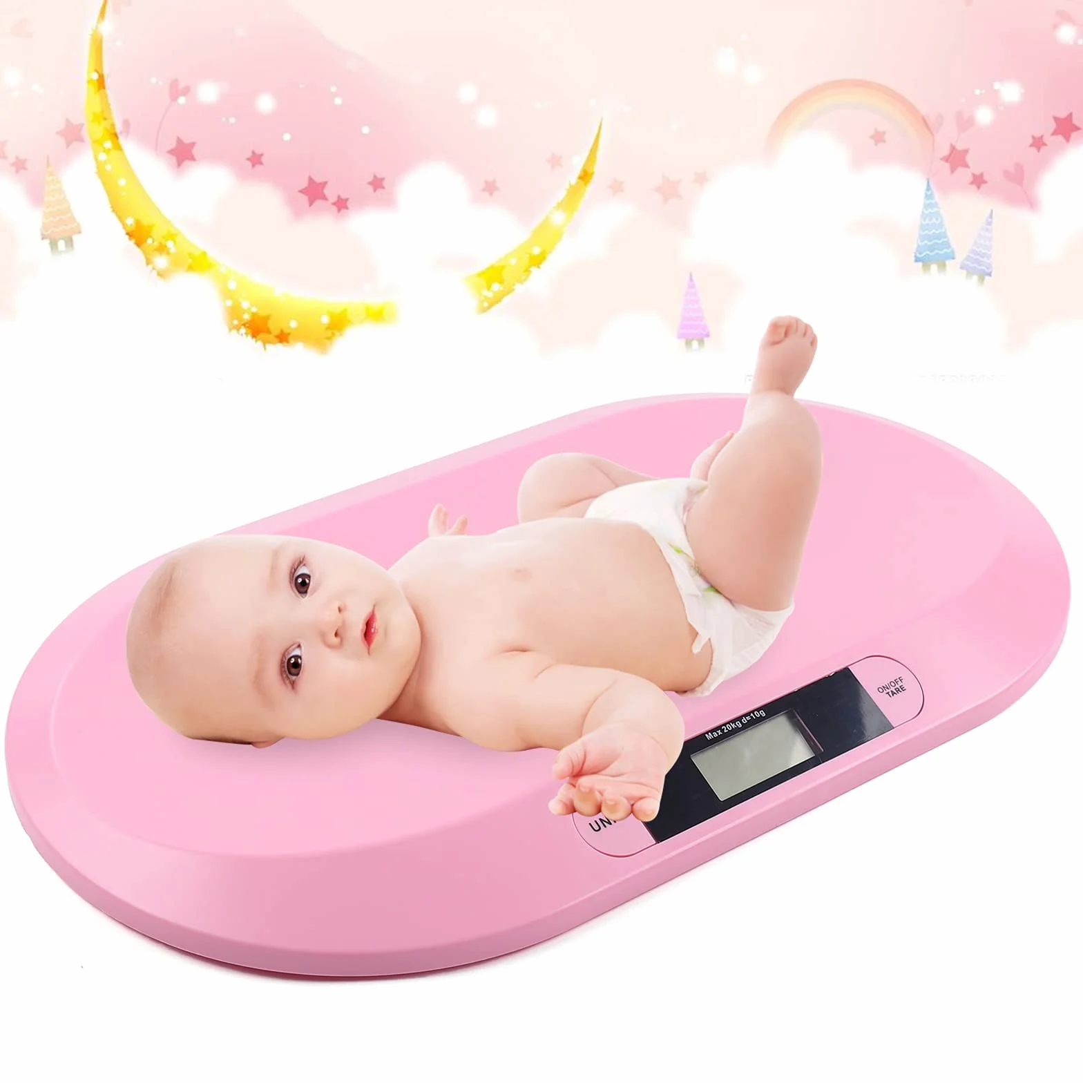 Bilancia digitale per bambini 20 kg LED spegnimento automatico tara rosa