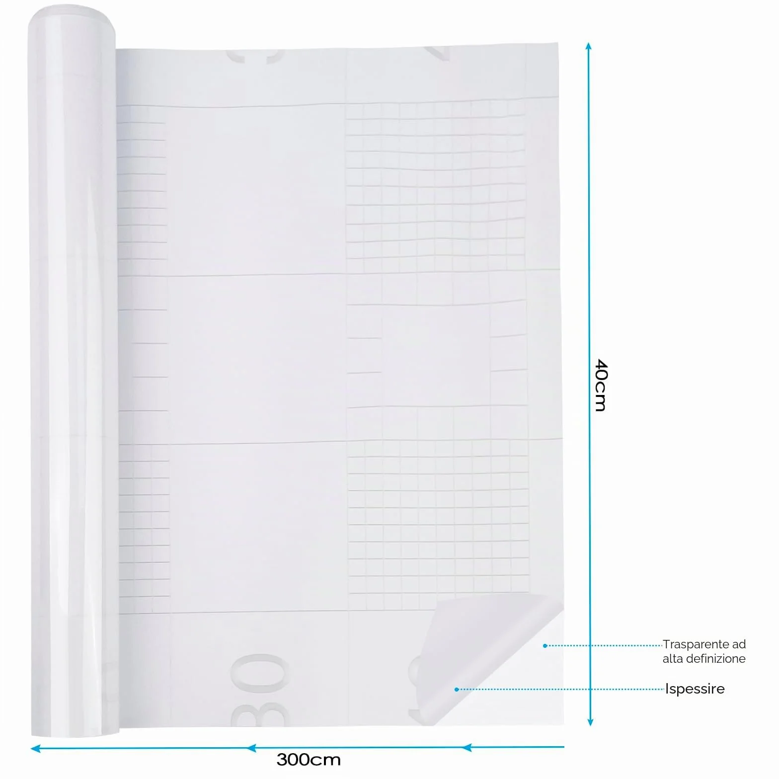Tekenewbse 40cm×300cm Rotolo per Foderare Libri Trasparente, Pellicola Adesiva Trasparente Carta Mobili Adesiva Vetri Plastica Protettiva per Cucina Pareti Piastrelle Porte Rotolo Pellicola Adesiva