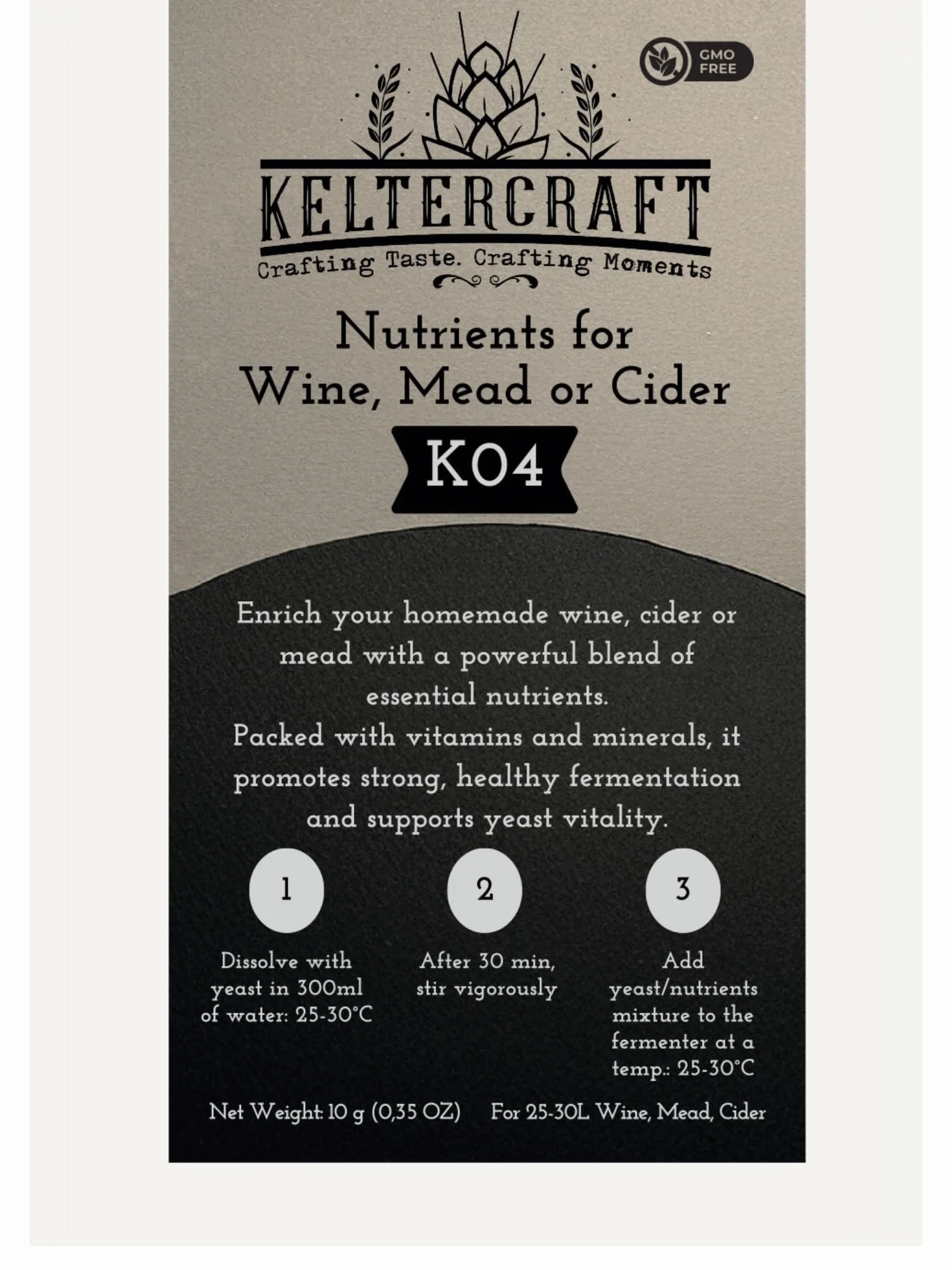Keltercraft K04 Sale Nutriente per Lievito per Fermentazione DAP con Vitamine 10g per 25L Vino Idromele Sidro