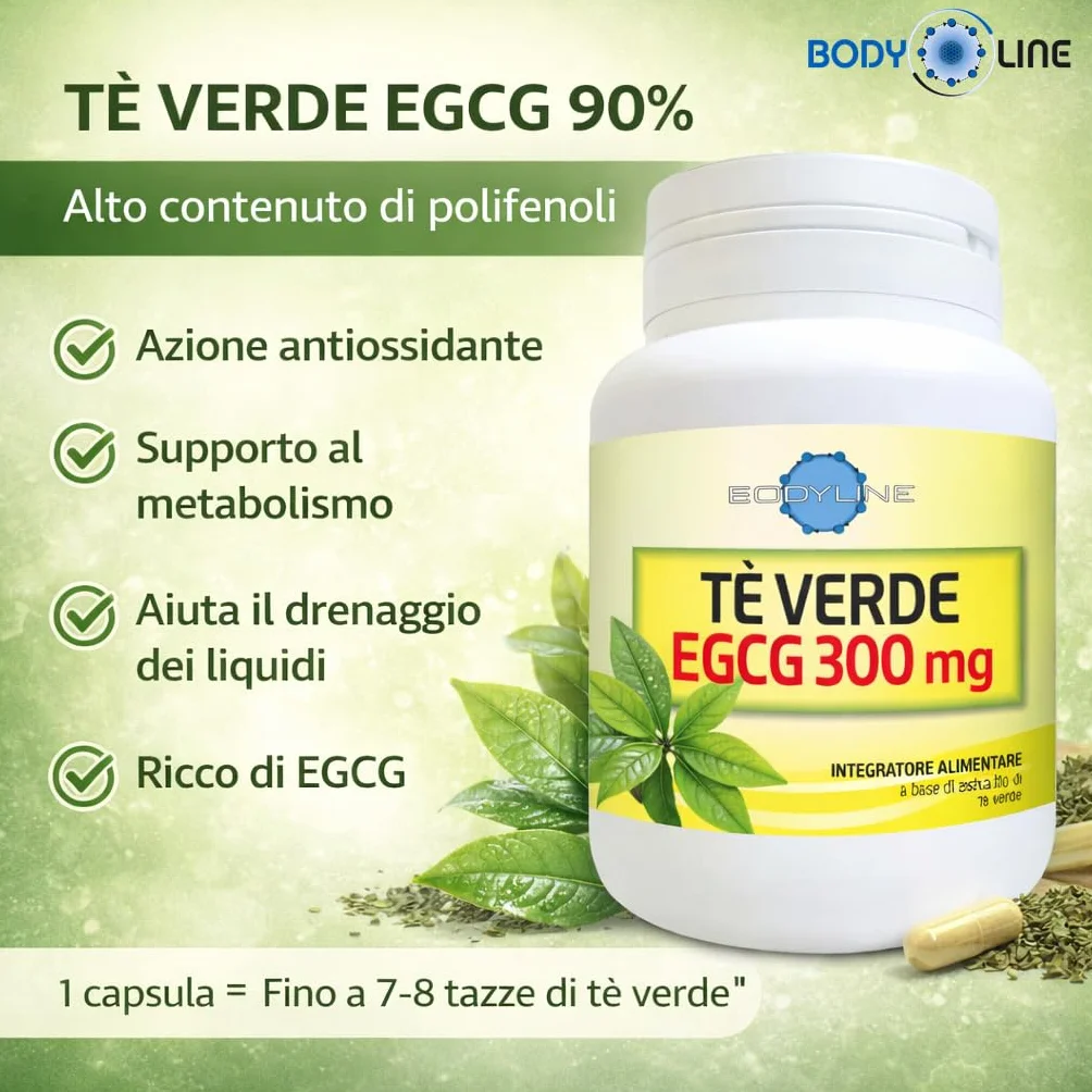 Tè Verde EGCG 90% – Alta Concentrazione 300mg per Capsula – Integrine – Ricco di Flavonoidi e Catechine – Elevata Purezza – Alta Concentrazione di Flavonoidi Naturali