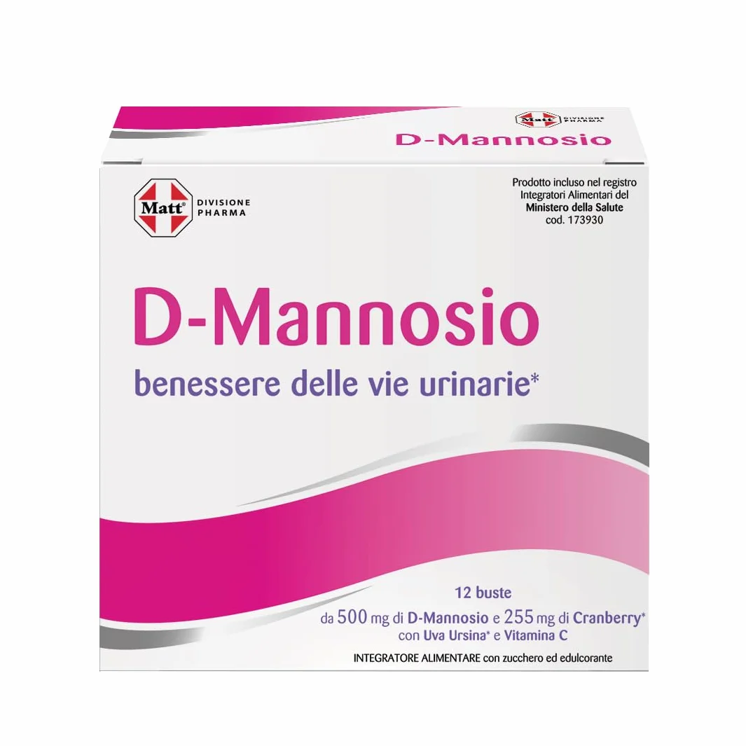 D-Mannosio 500 Cranberry Integratore Alimentare Vie Urinarie con Uva Ursina e Vitamina C 12 Bustine