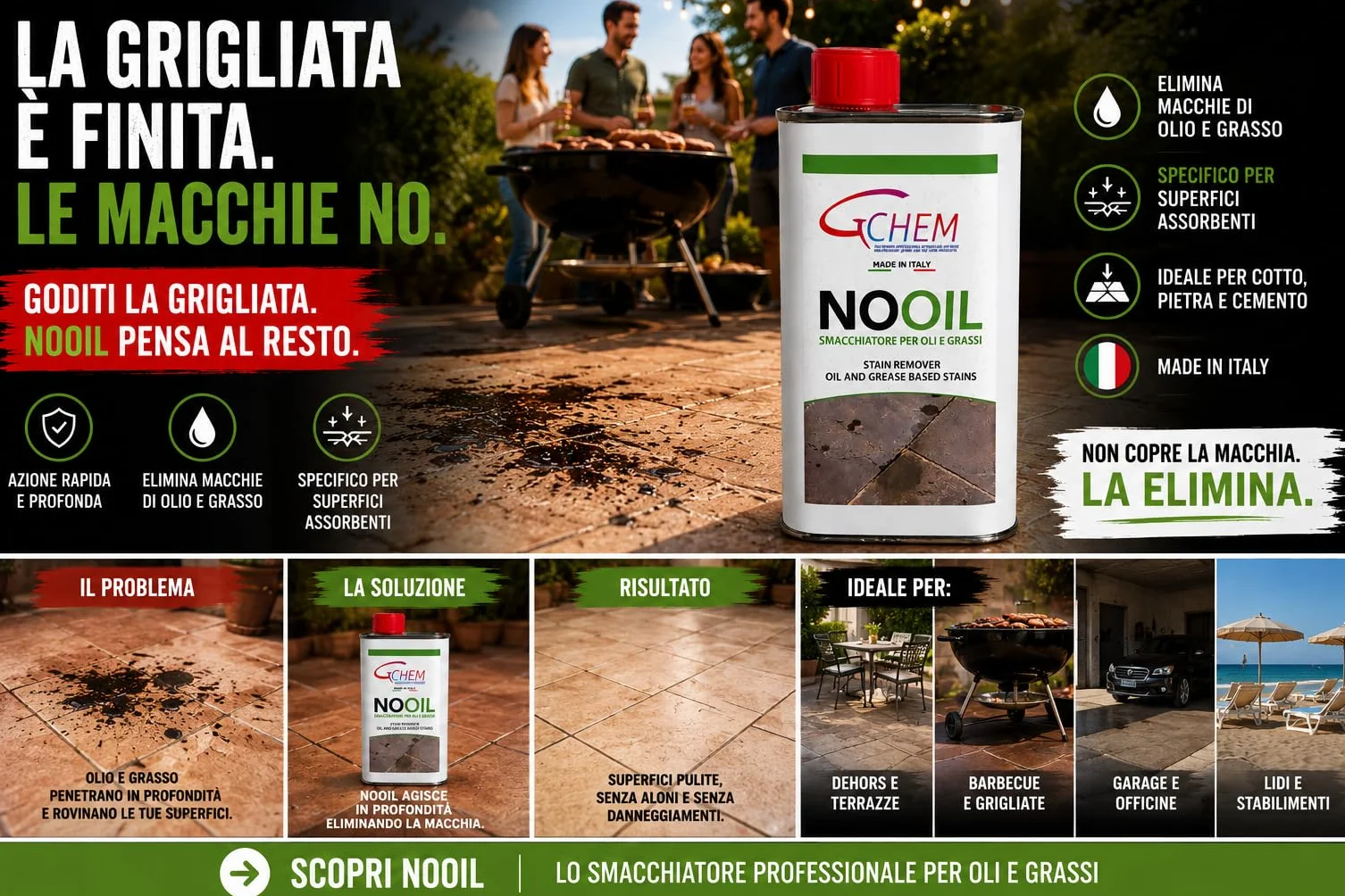 Smacchiatore Professionale per Marmo, Cotto, Pietra e Cemento - Rimuovi Macchie di Olio e Grasso
