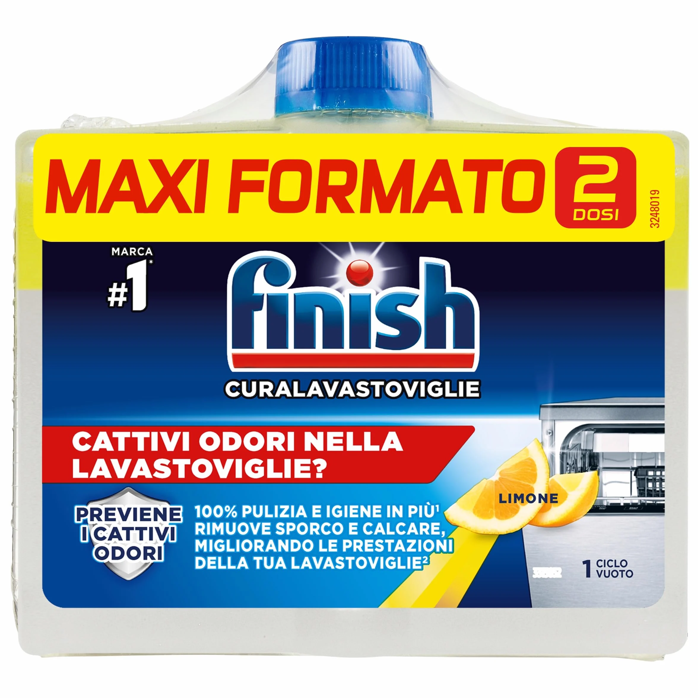 Finish Curalavastoviglie, Additivo Lavastoviglie, 2 Prodotti da 250 ml, Limone.