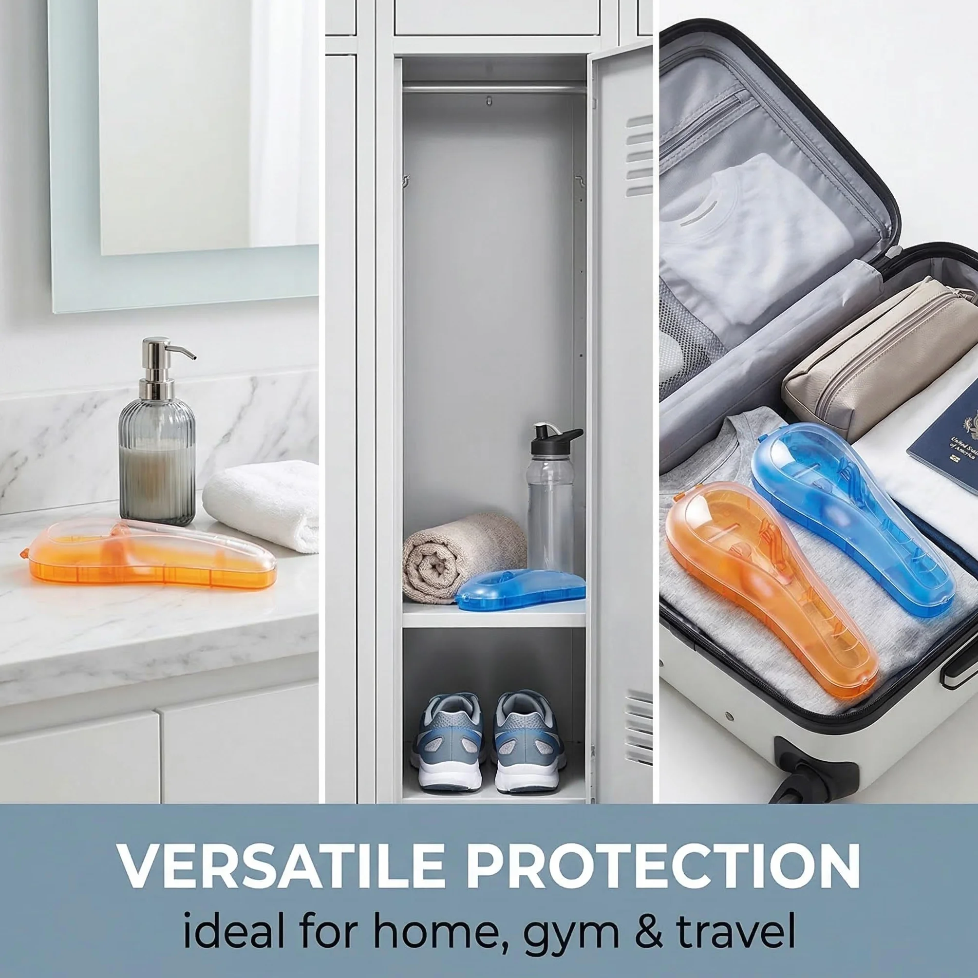 2 Pezzi Custodia Rasoio, Trasparenti E Portatili, Per Rasoi Manuali Ed Elettrici, Impermeabili E Resistenti Agli Urti, Regali Per Uomini (Arancione + Blu)