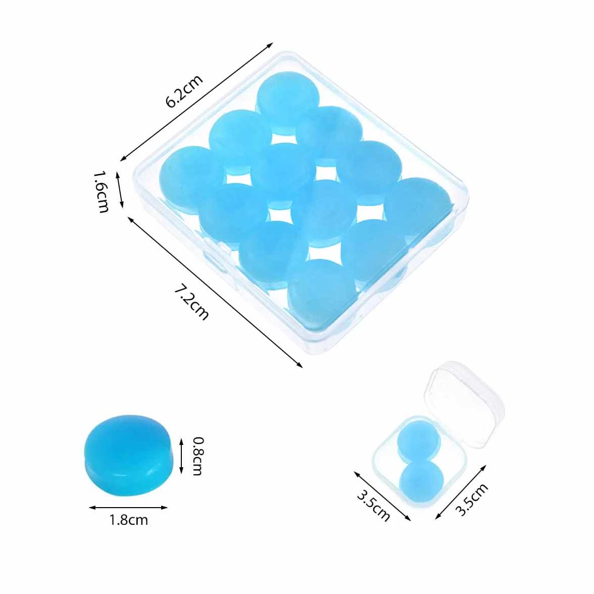 Tappi Orecchie Silicone Antirumore Morbidi Modellabili Riutilizzabili per Dormire, Nuoto, Lavoro (Blu)
