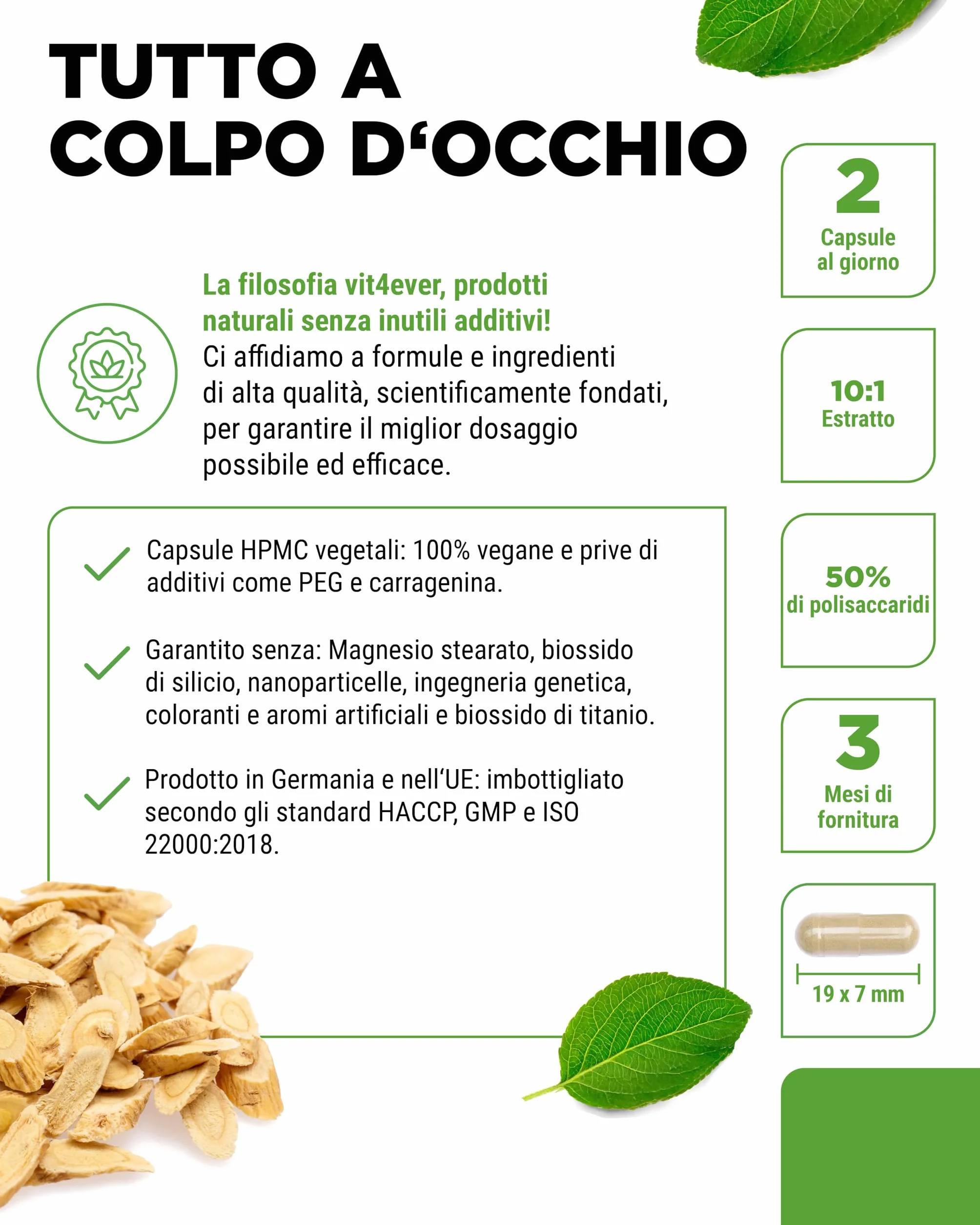 Vit4ever Astragalo 1400 mg Estratto Puro 180 Capsule 50% Polisaccaridi Integratore Vegano
