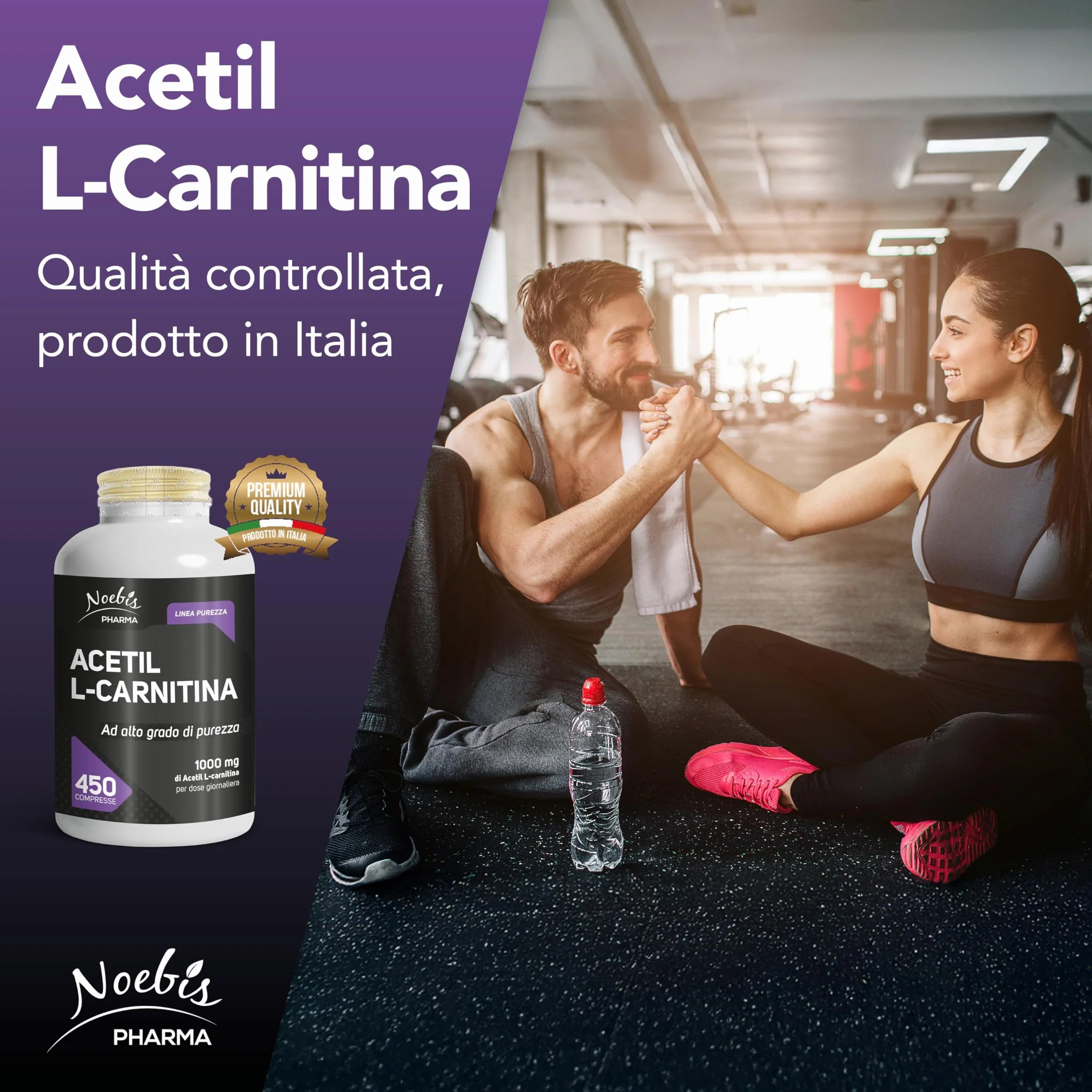 Acetil L-Carnitina Noebis Pharma - 1000 mg per Dose Giornaliera - 450 Compresse - Energia e Vitalità - Maxi Formato