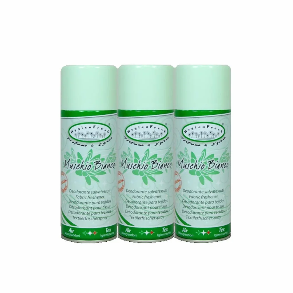 Muschio Talco Deodorante Spray per Tessuti 3x400 ml Muschio Bianco