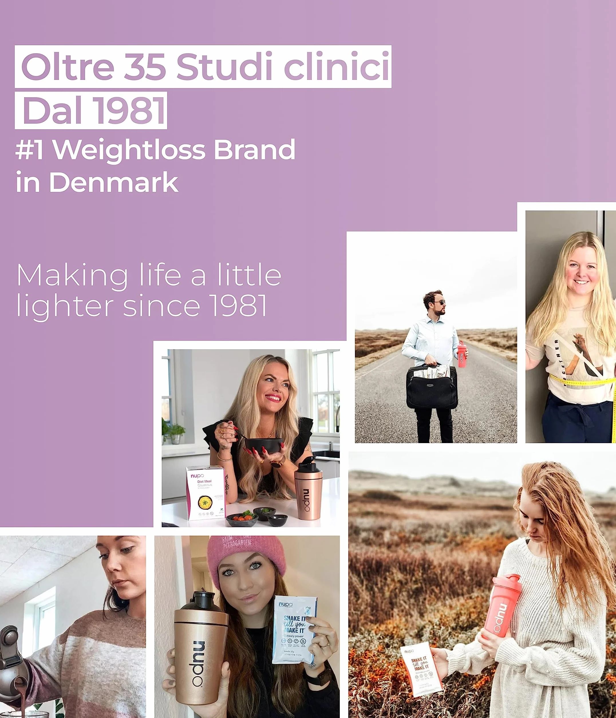 NUPO Diet Shake Mirtillo-Lampone - Frullati dietetici premium per la gestione del peso I Frullato sostitutivo del pasto, clinicamente testato per il controllo del peso I 12 porzioni I Senza OGM