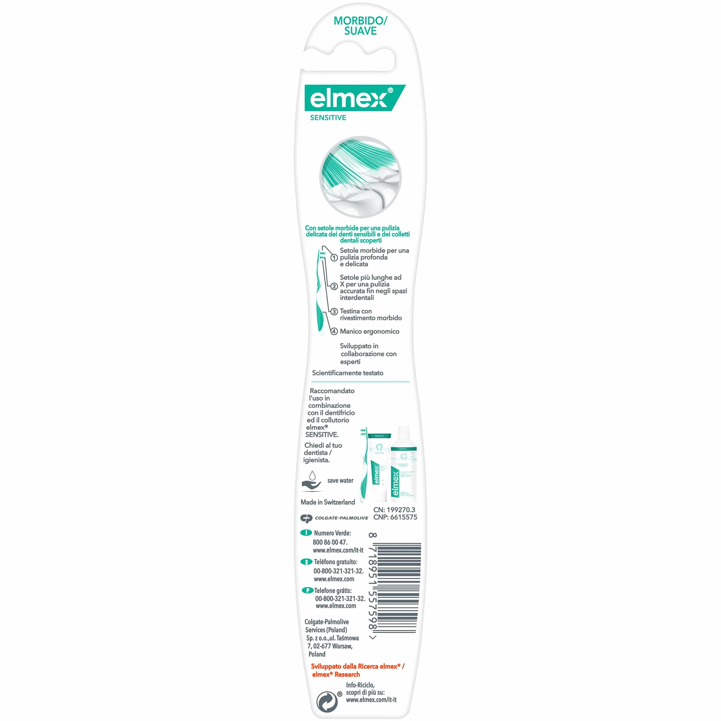 Elmex Spazzolino Sensibile Setole Morbide Manico Ergonomico