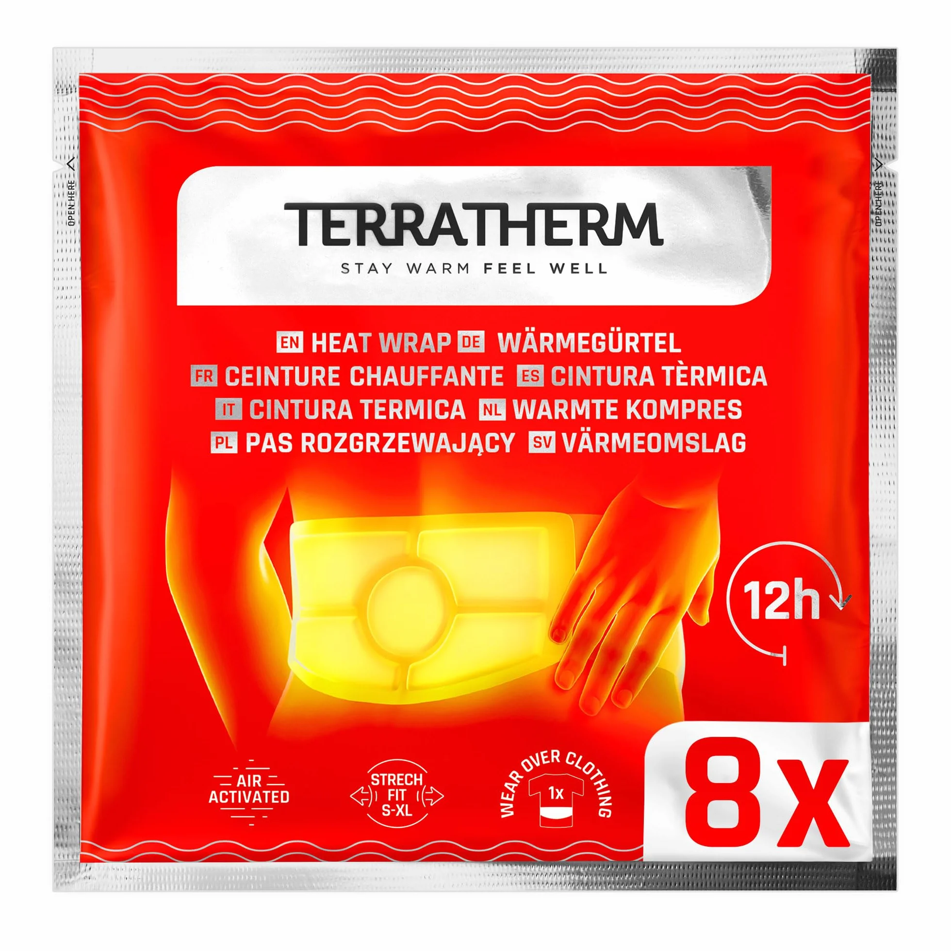TerraTherm Cintura termica attivato ad aria 8 Pezzi calore profondo Taglia S-XL