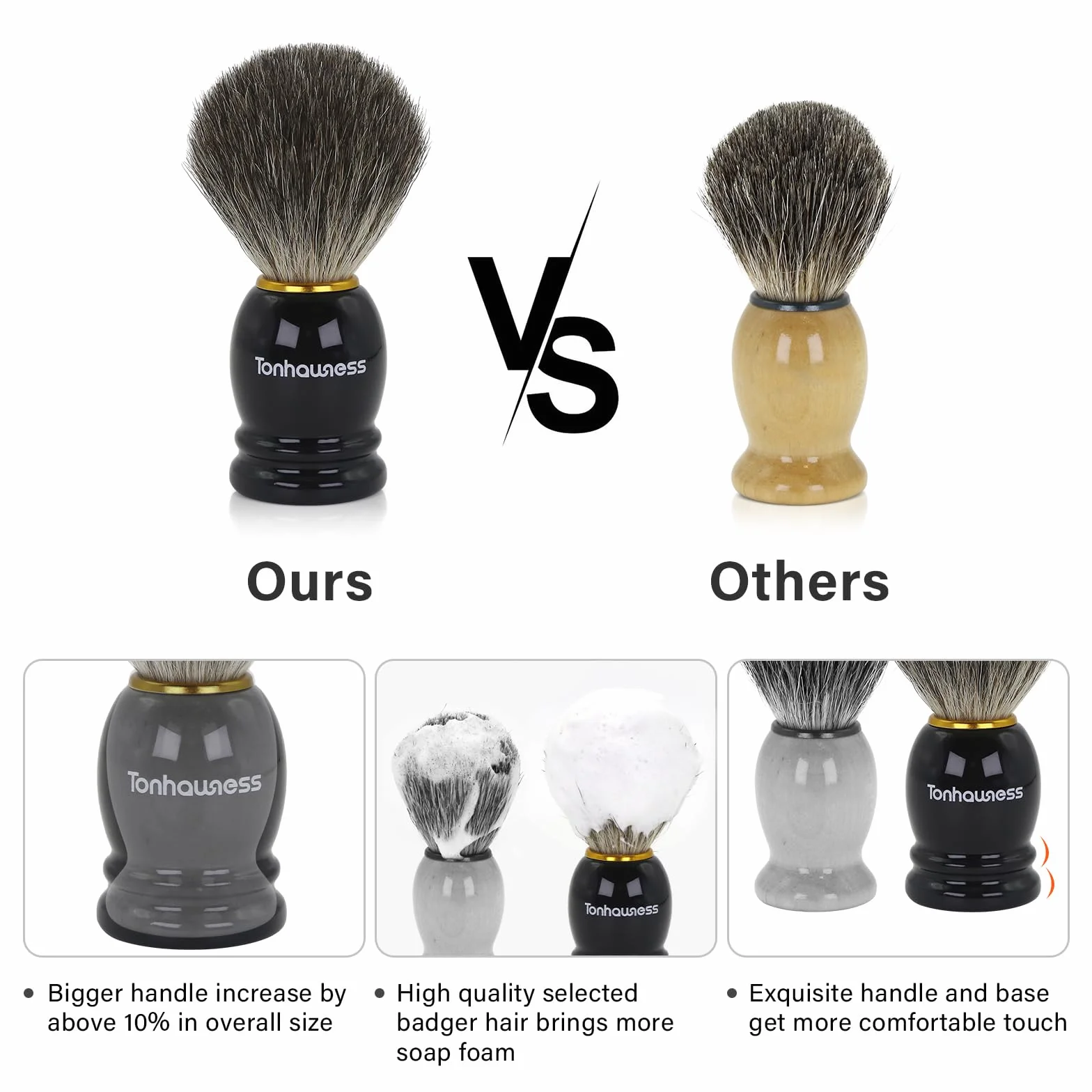 Kit Pennello da Barba per Uomo, Set di Pennelli da Barba 4 in 1 Include Pennello da Barba in Pelo di Tasso, Ciotola e Supporto da Barba in Acciaio Inossidabile e Sapone da Barba per Regalo