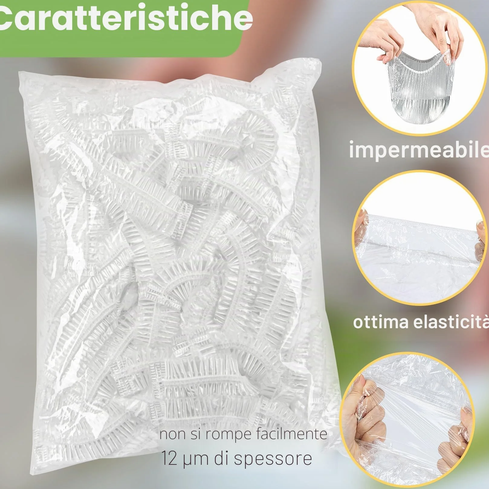 MAQIHAN 100pezzi Cuffie Copri Alimenti - Grande Pellicola per Alimenti Con Elastico Sacchetti Trasparenti Coprivivande Cuffie Coprire Cucina per Ciotola Lievitazione Pane Cuffie Capelli Doccia Monouso