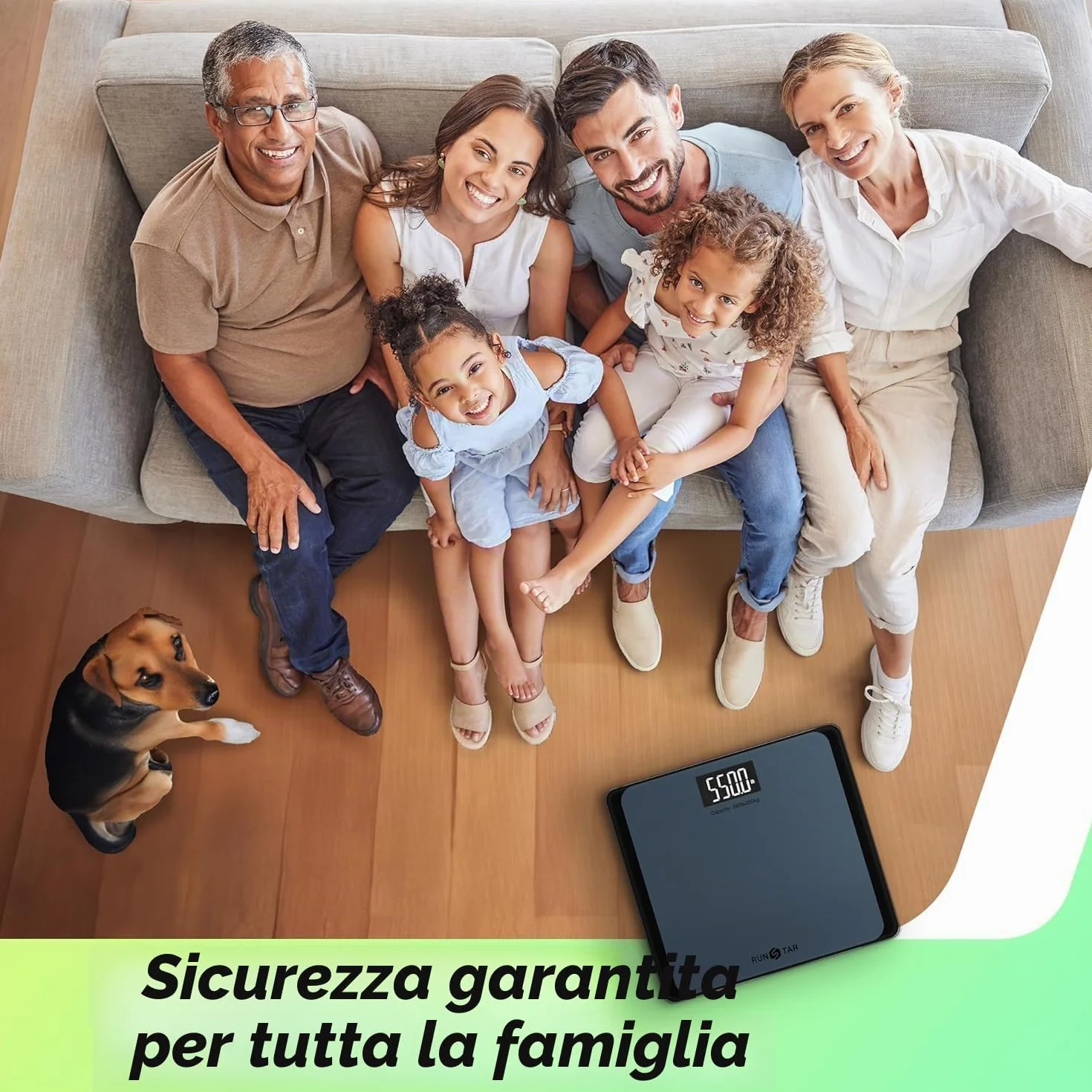 RunStar Bilancia Pesapersone Digitale 250kg Piattaforma Ultra Ampia Display LCD Alta Precisione
