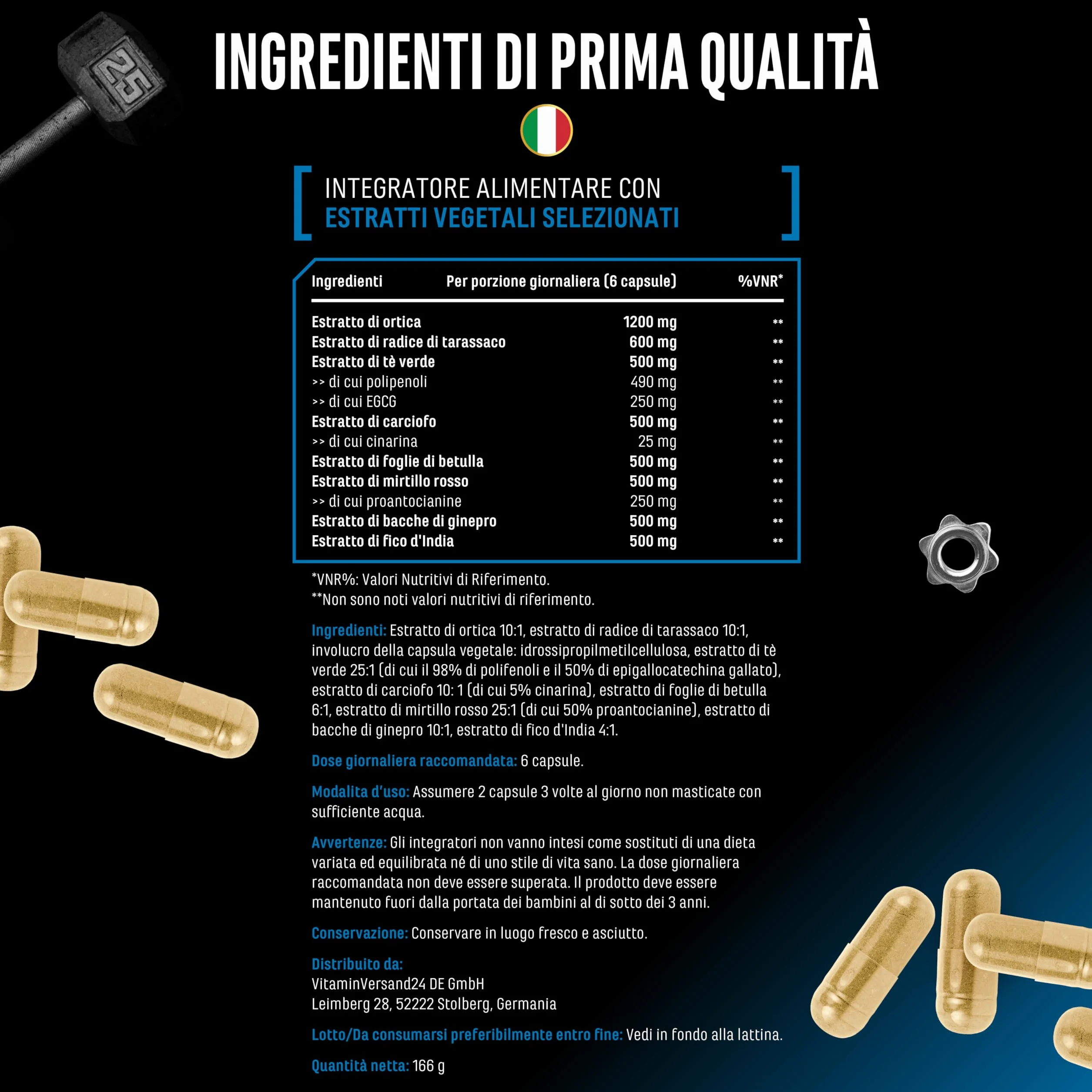 Water Flow Complex 180 capsule ortica tarassaco tè verde carciofo cranberry formula vegetale vegano alto dosaggio
