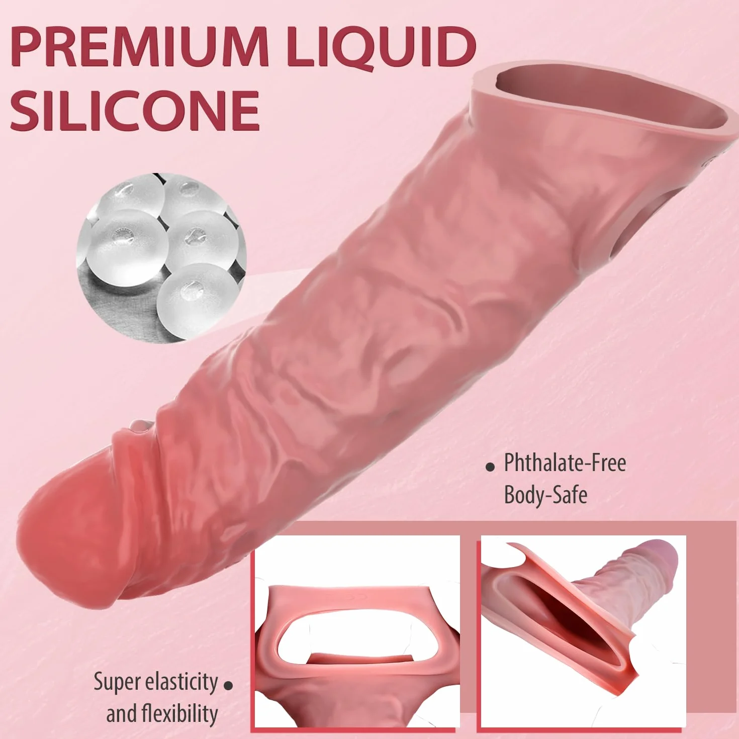 Sexytoysys Coppia Giochi Erotici per Coppie - Sex Toys Guaina Fallica Uomo, Vibratore 10 Modalità Vibrazione, Estensore Pene Prolunga 6CM Anello Vibrante